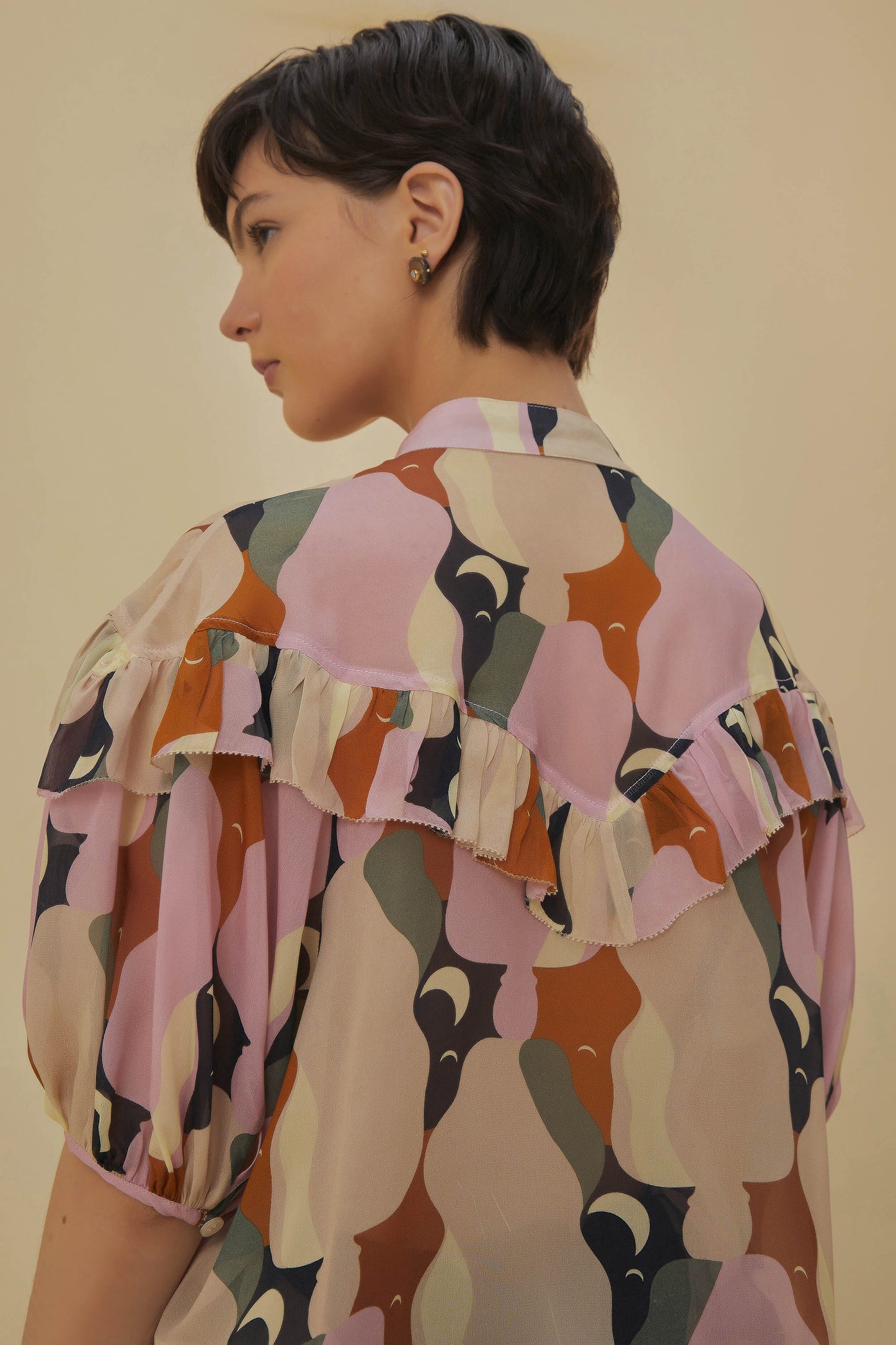 The Kiss Multicolor Short Sleeve Blouse