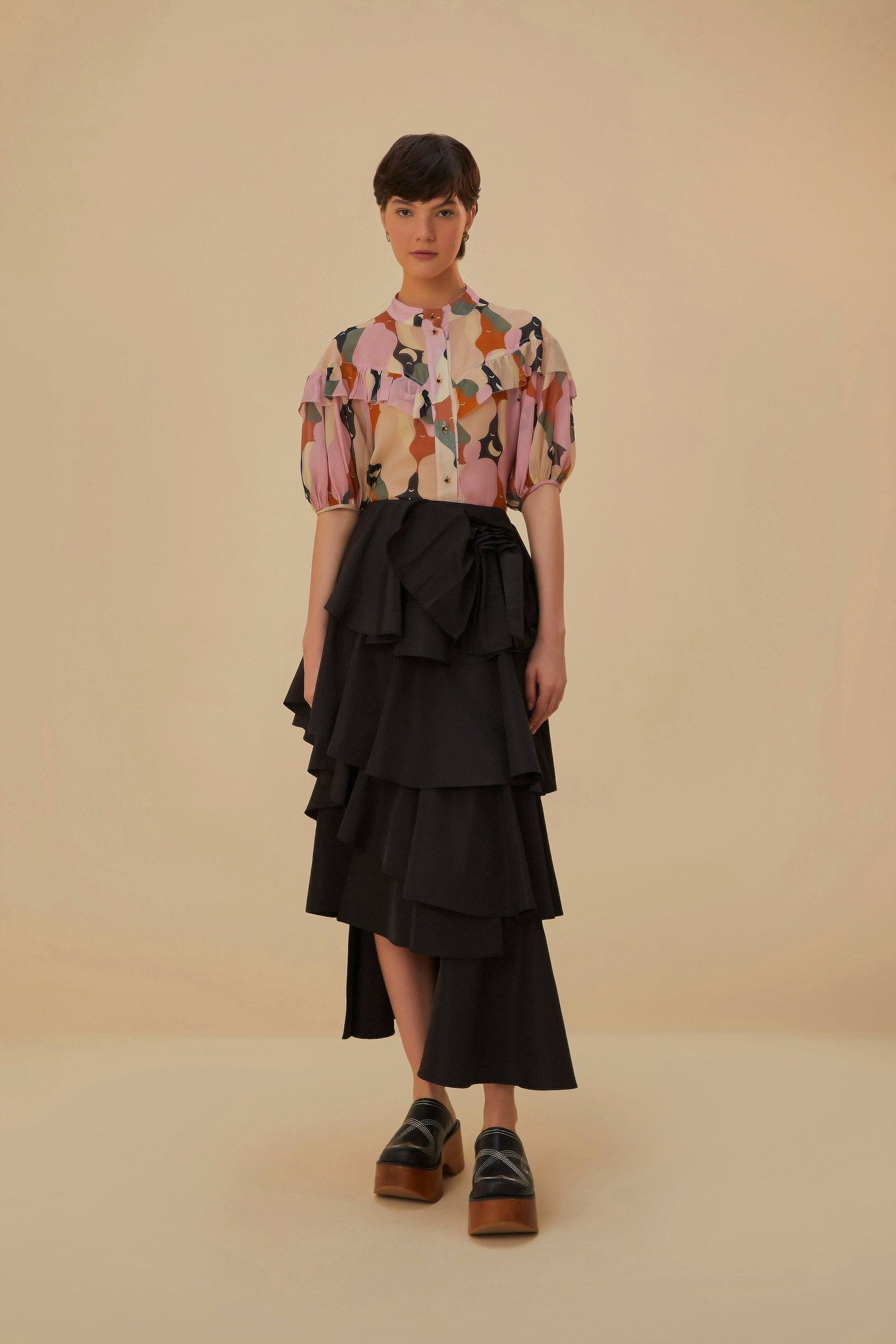 The Kiss Multicolor Short Sleeve Blouse