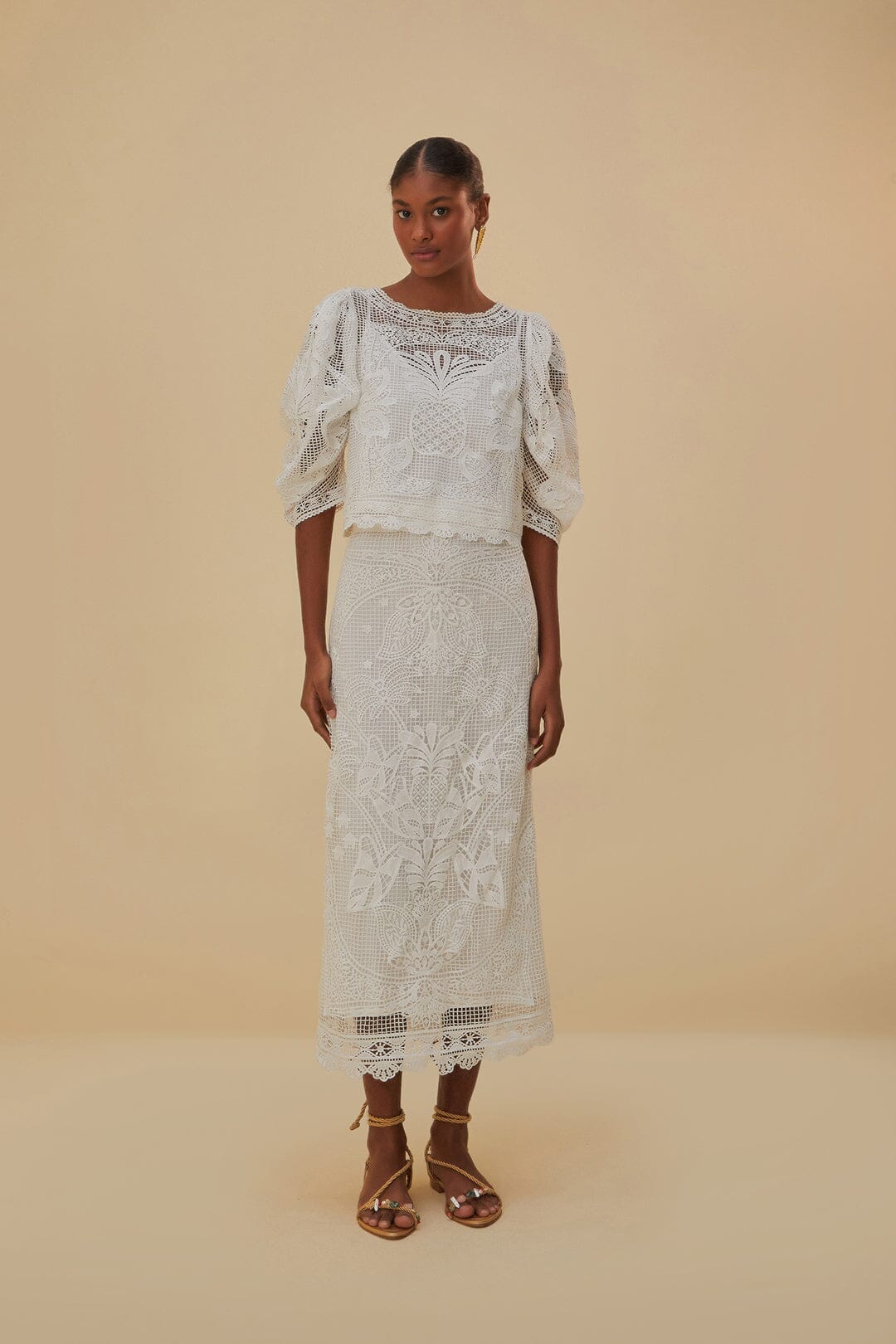 Guipure Midi Skirt