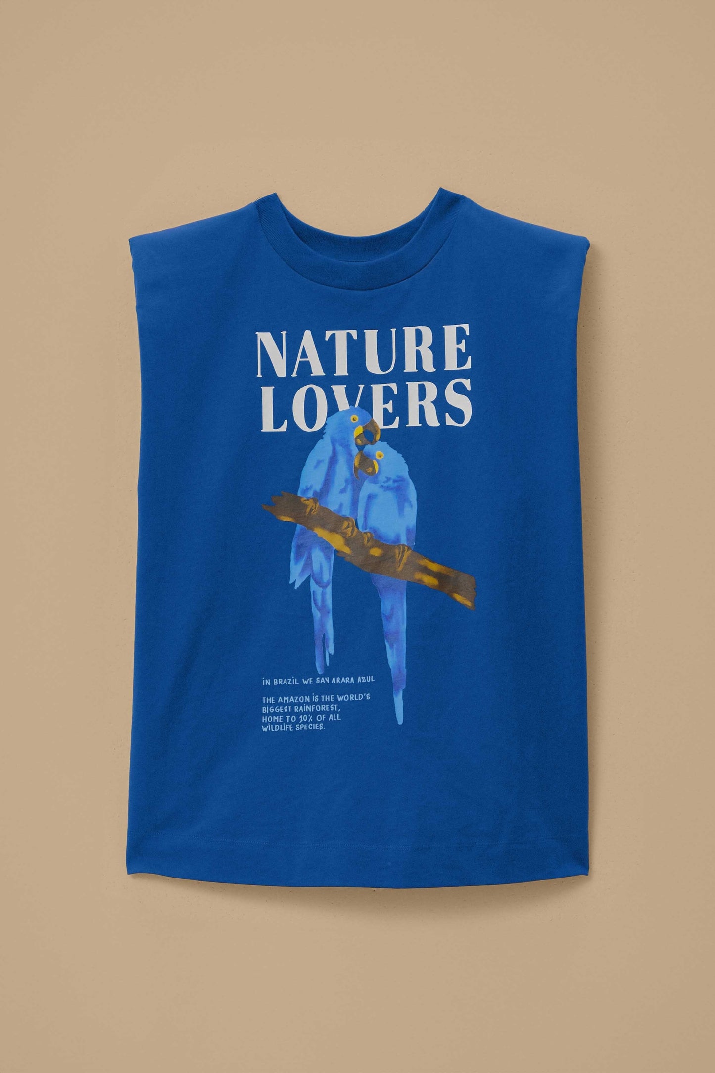 Blue Nature Lovers Shoulder Pad Organic Cotton T-Shirt