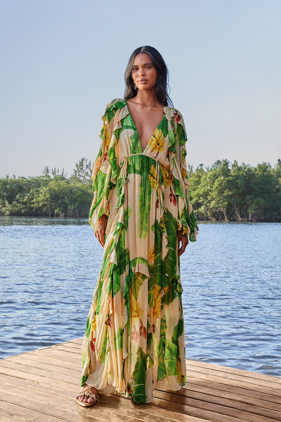 Beige Fresh Bananas Maxi Dress – FARM Rio