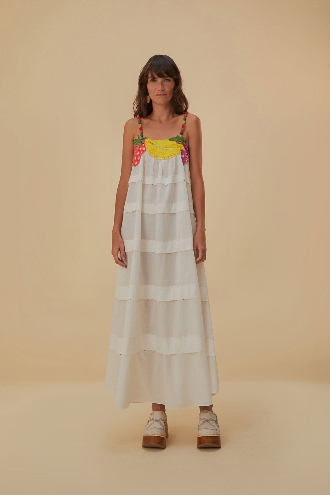embroidered fruit maxi dress Whimsical Fruit Blossom Garden Print Wide Straps Maxi Dress With Pockets XS-CottonPoppy