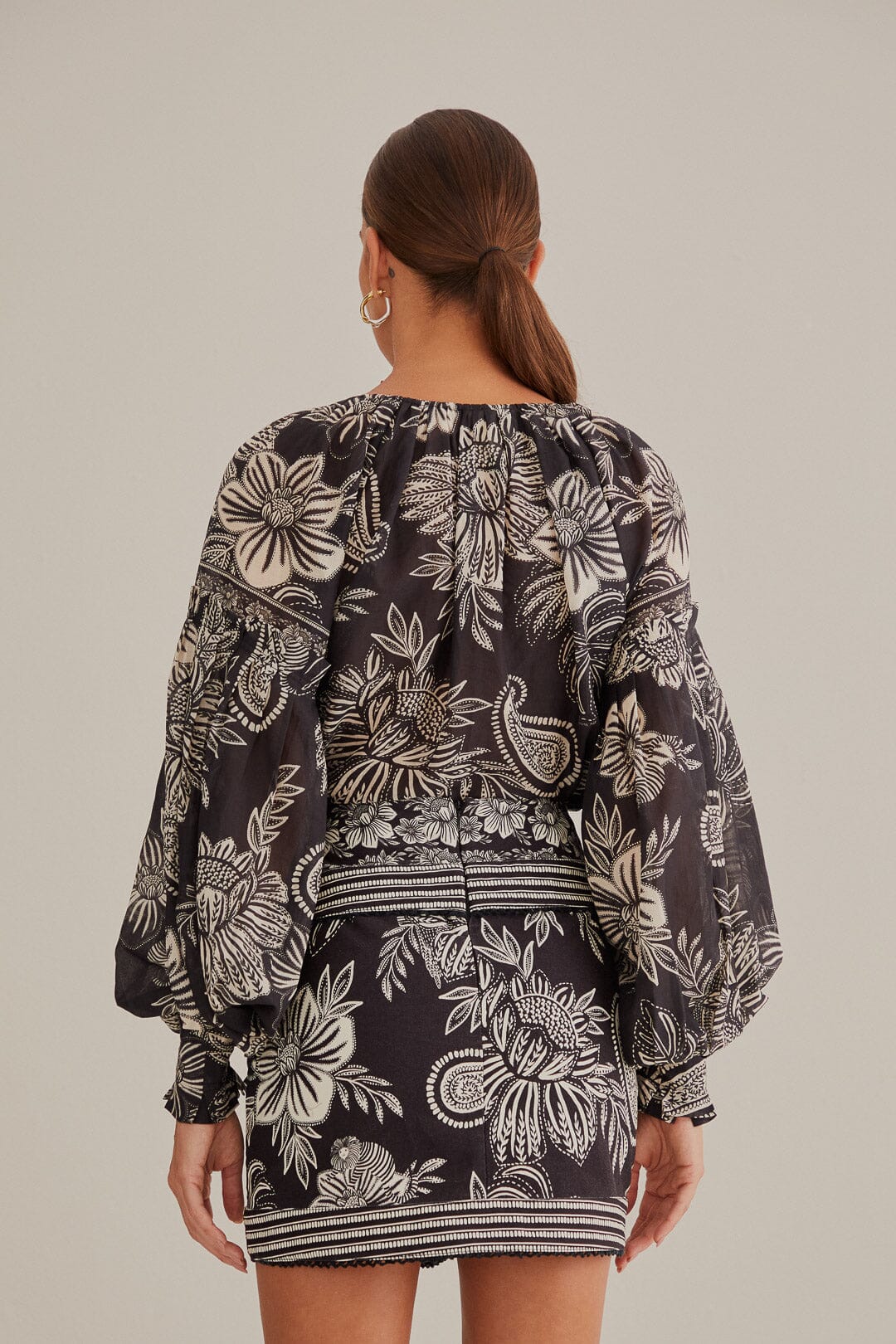 Black Paisley Bloom Mini Skirt