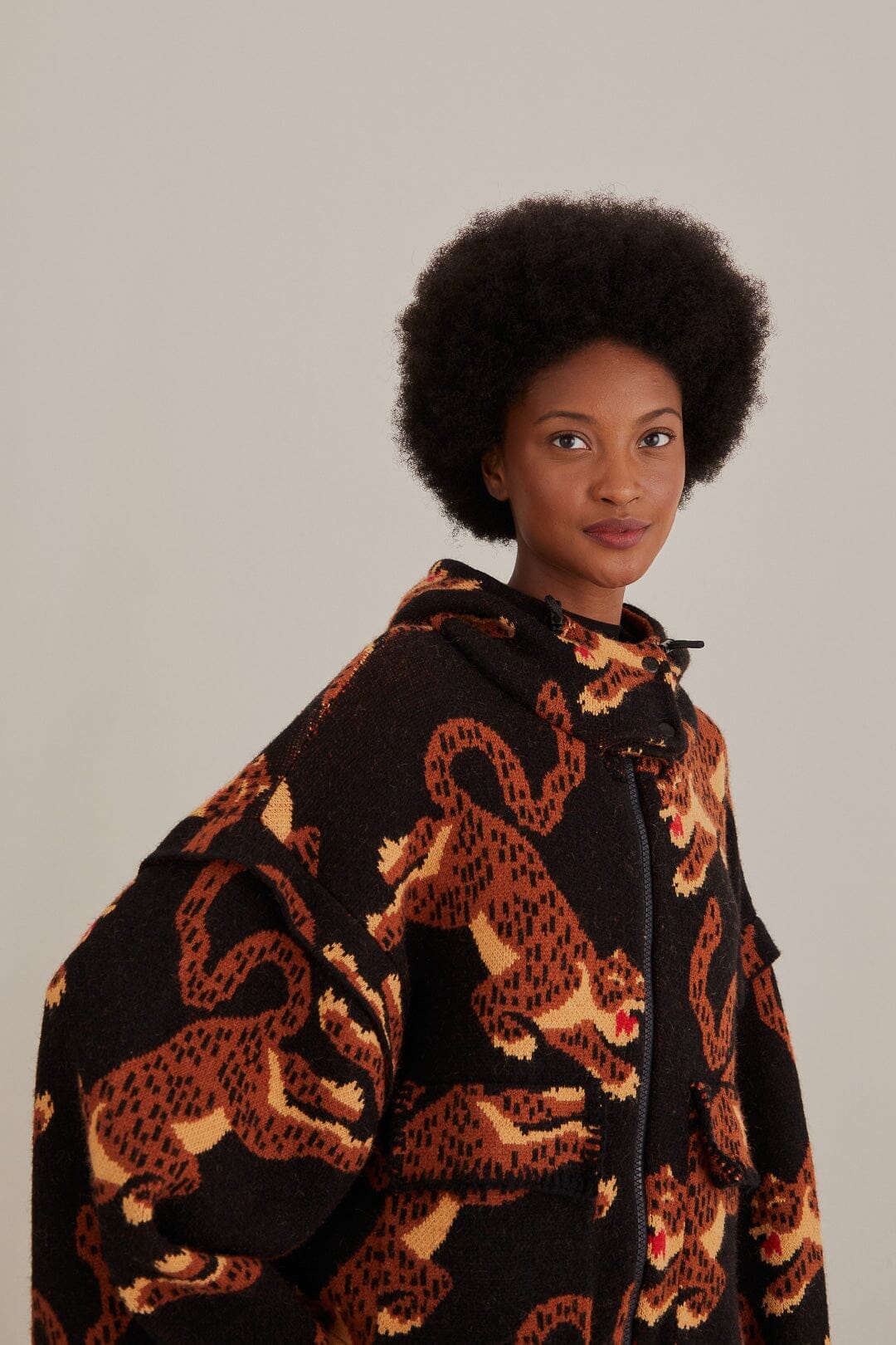Black Leopards Knit Jacket