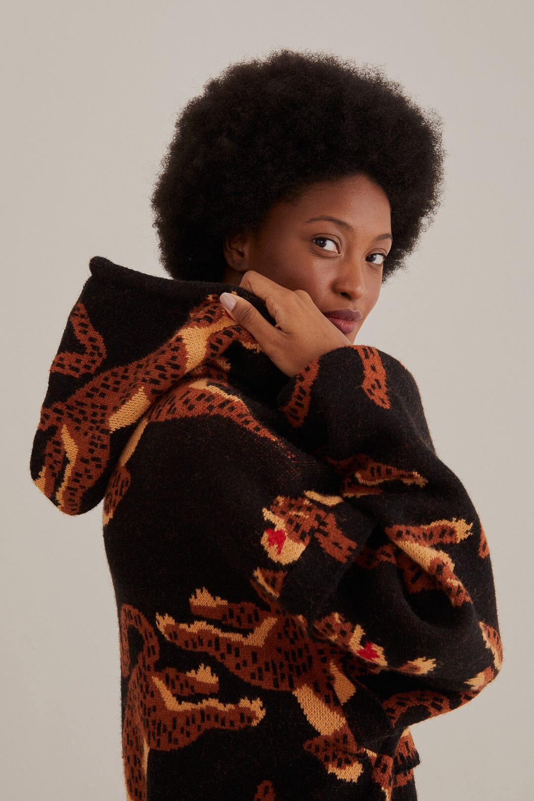 Black Leopards Knit Jacket