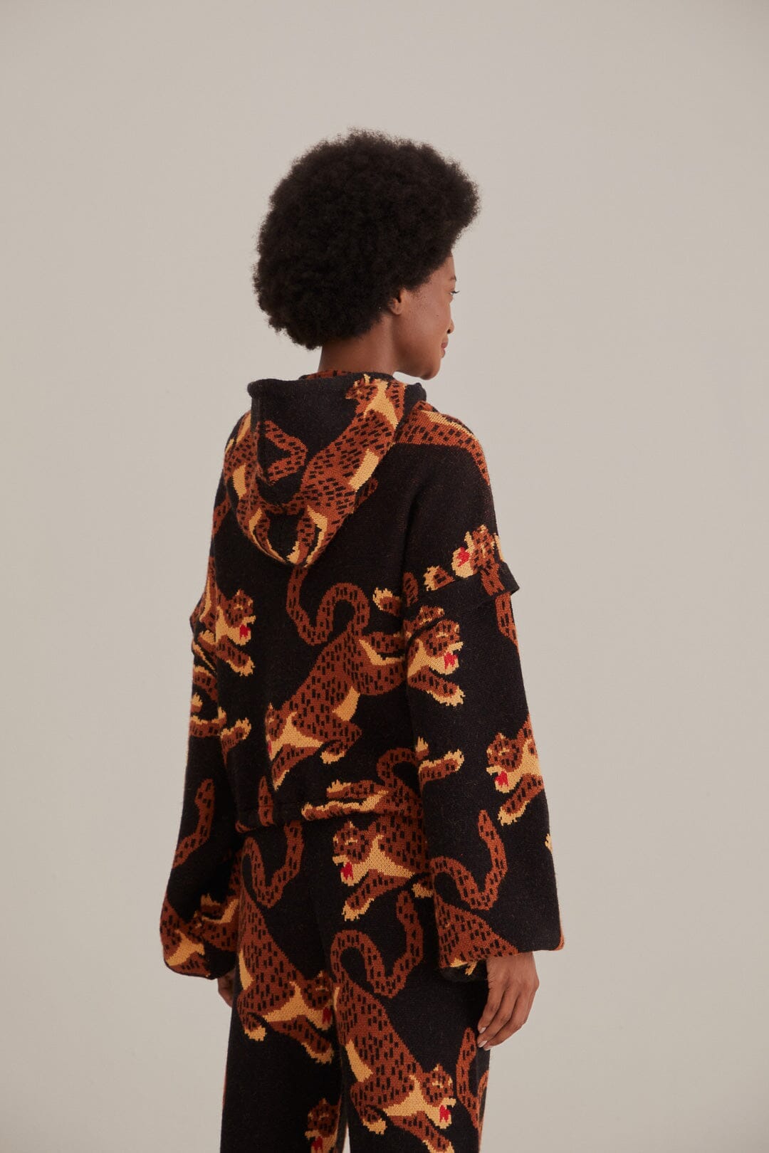 Black Leopards Knit Jacket