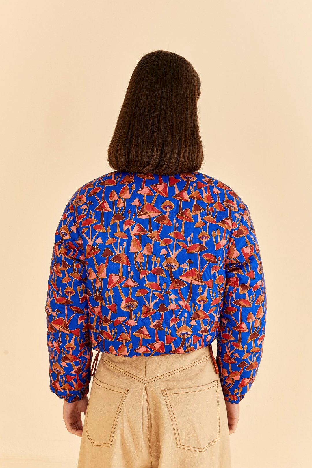 Rose Wild Horses Tricot Reversible Puffer Jacket