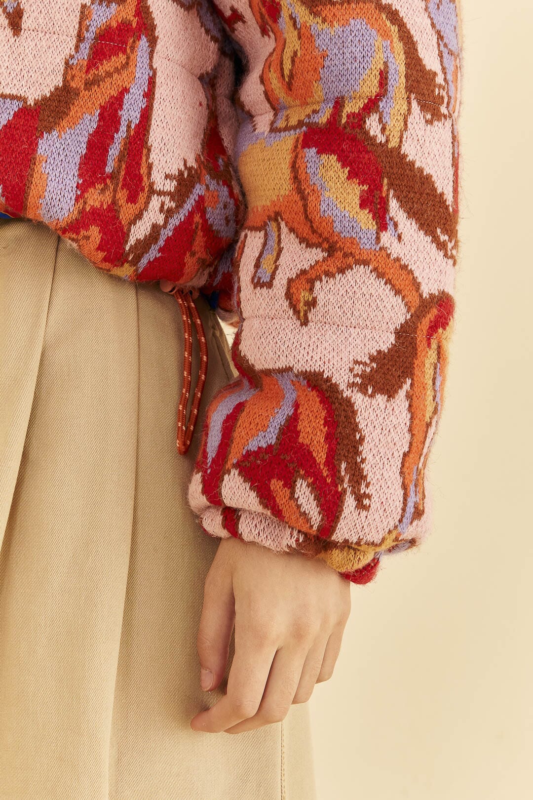 Rose Wild Horses Tricot Reversible Puffer Jacket