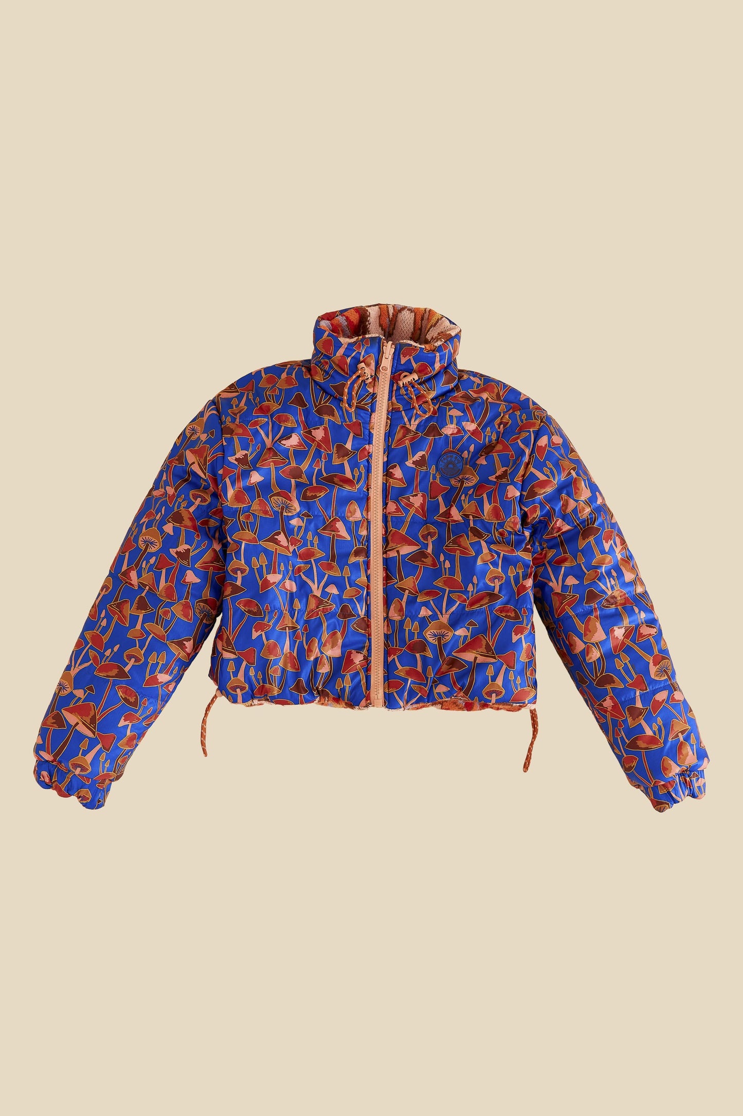 Rose Wild Horses Tricot Reversible Puffer Jacket