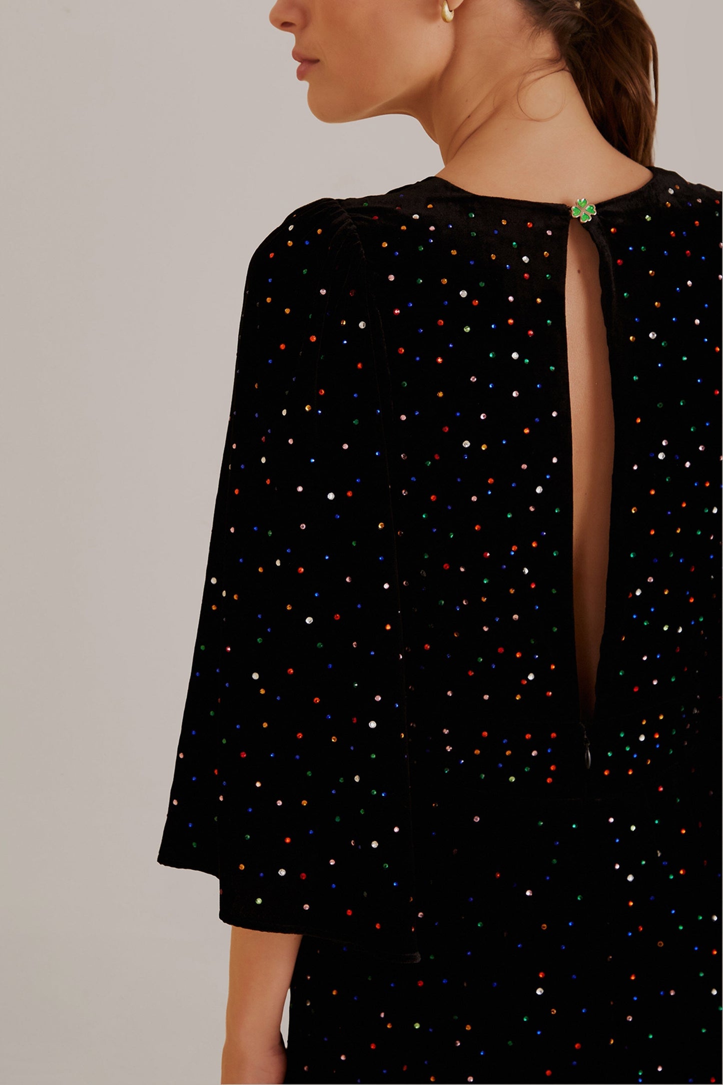 Black Velvet Short Sleeve Midi Dress
