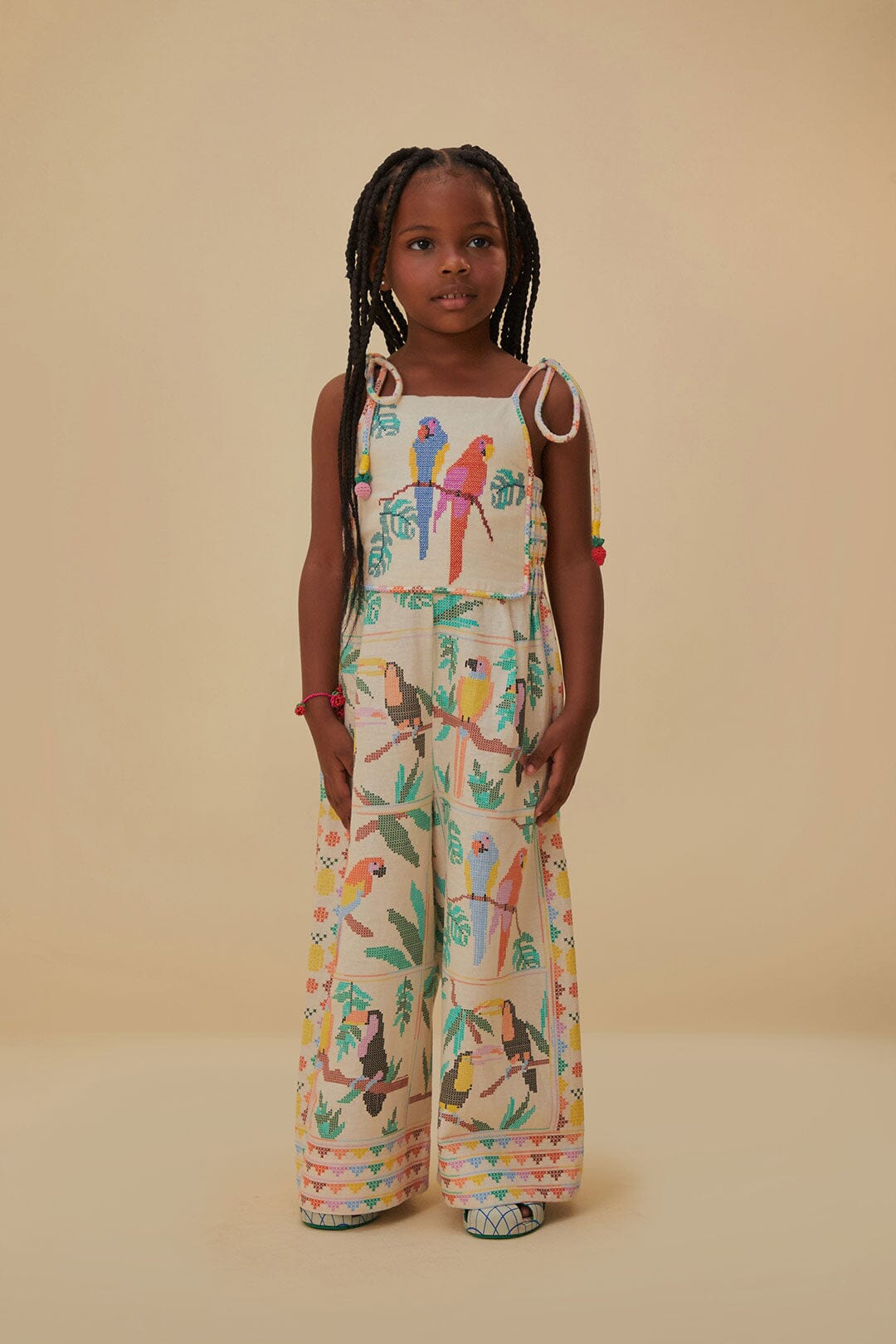 Stitched Birds Scarf Jumpsuit