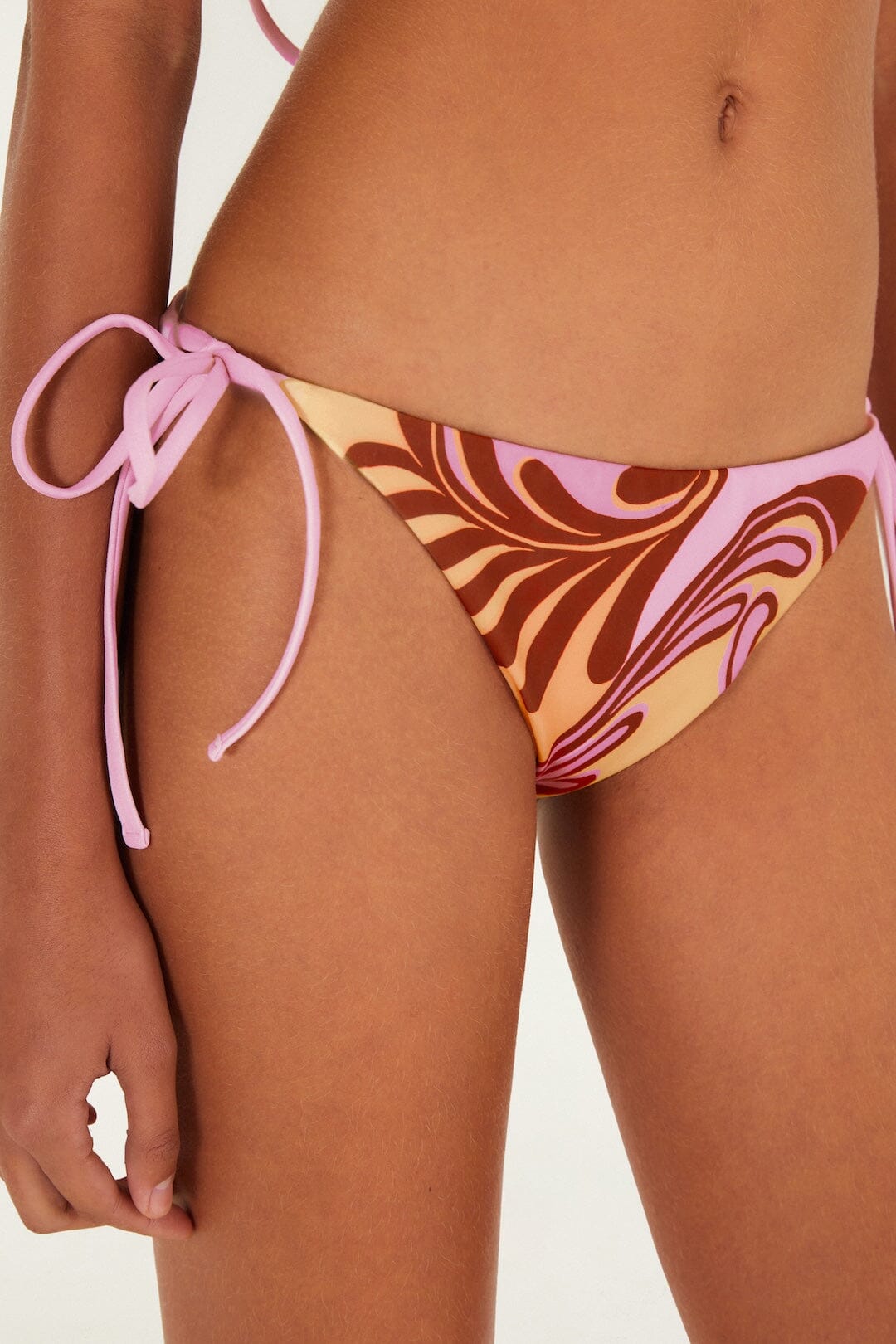 Soft Yellow Arabesc Tie Side Bikini Bottom