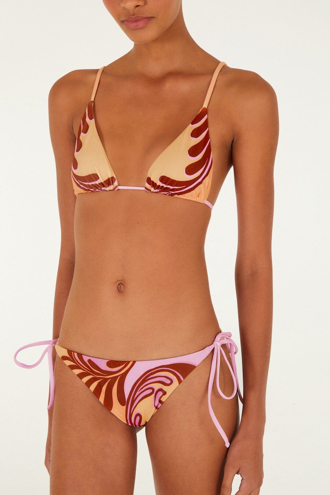 Soft Yellow Arabesc Tie Side Bikini Bottom