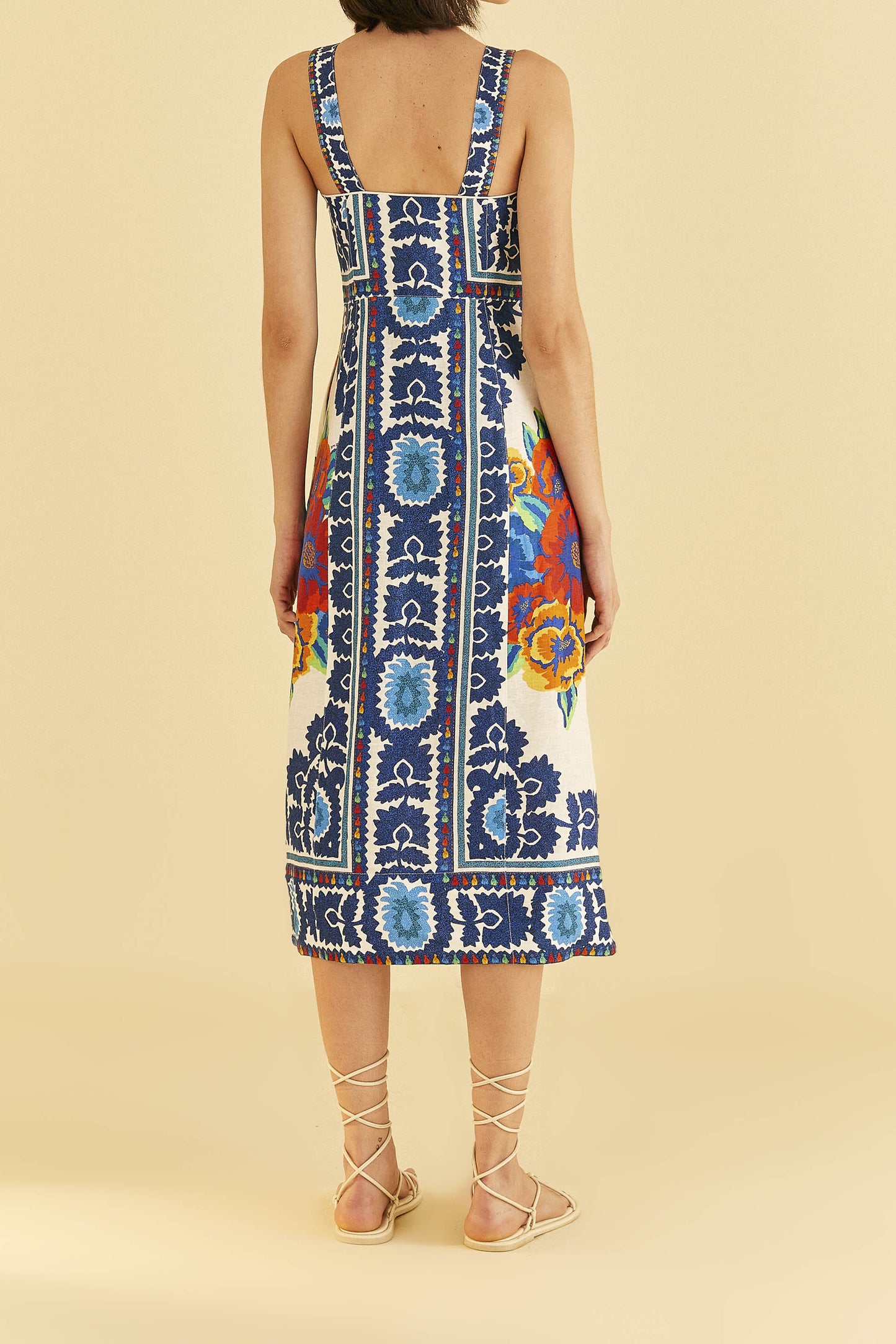 Off-White Flower Tapestry Midi Dress