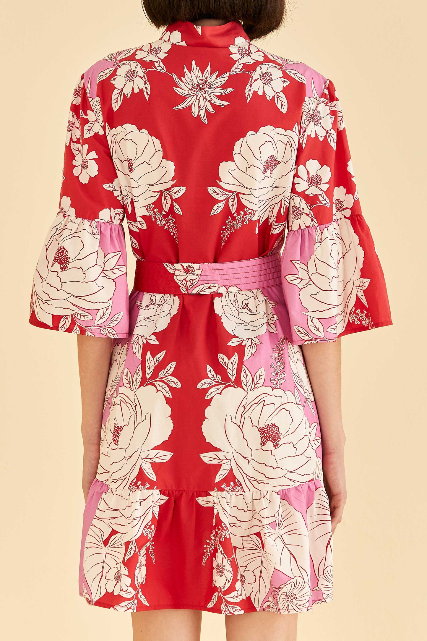 Pink Soft Garden Short Sleeve Mini Dress