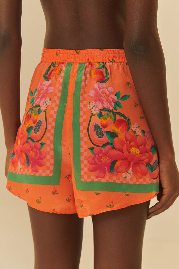 Orange Fruit Garden Scarf Shorts