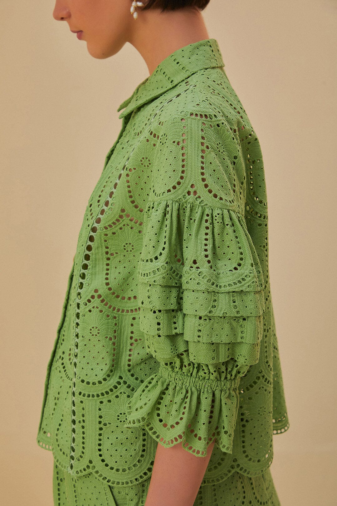 Green Pineapple Eyelet Blouse