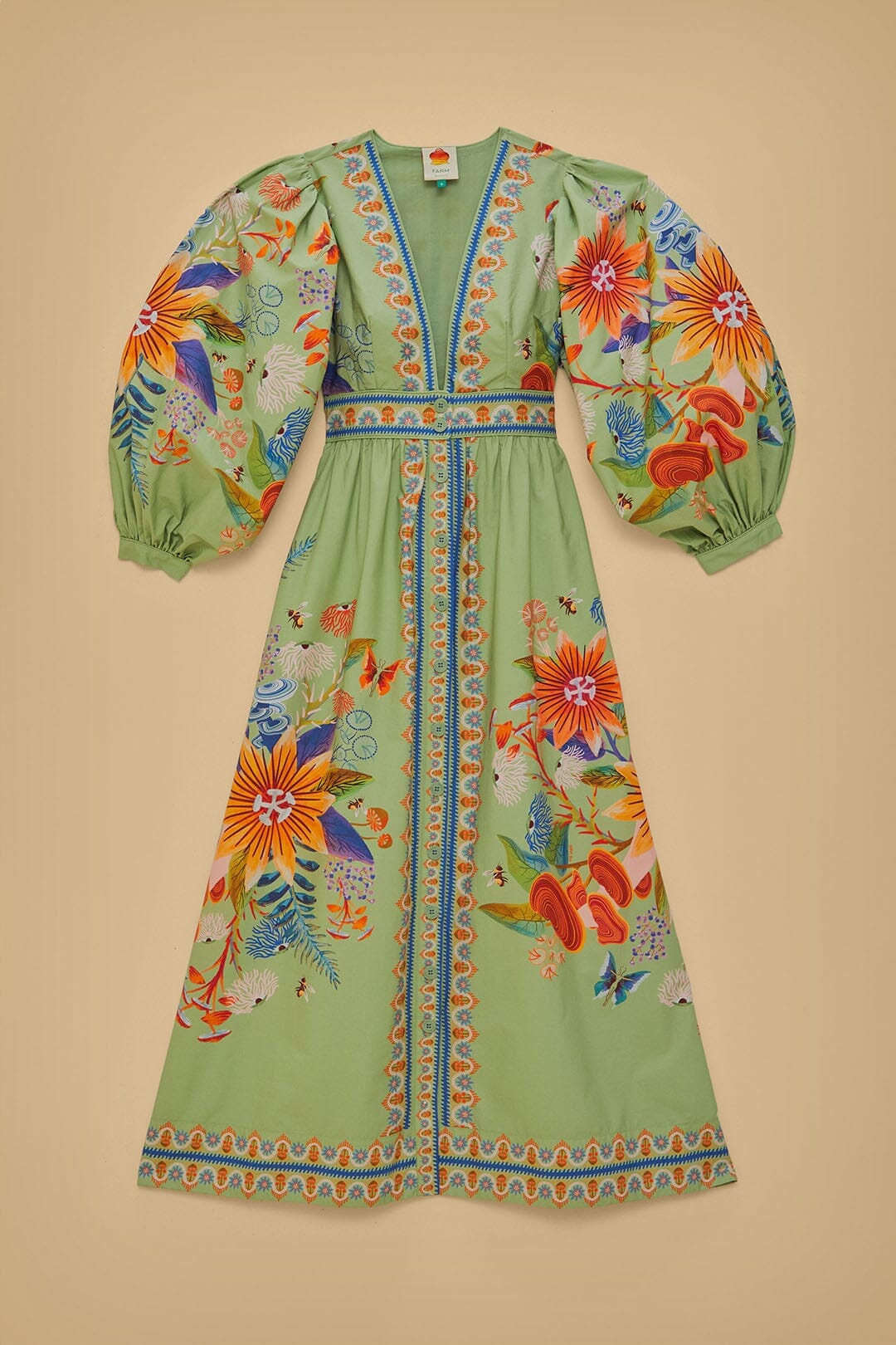 Green Bright Yard Maxi Dress FARM Rio