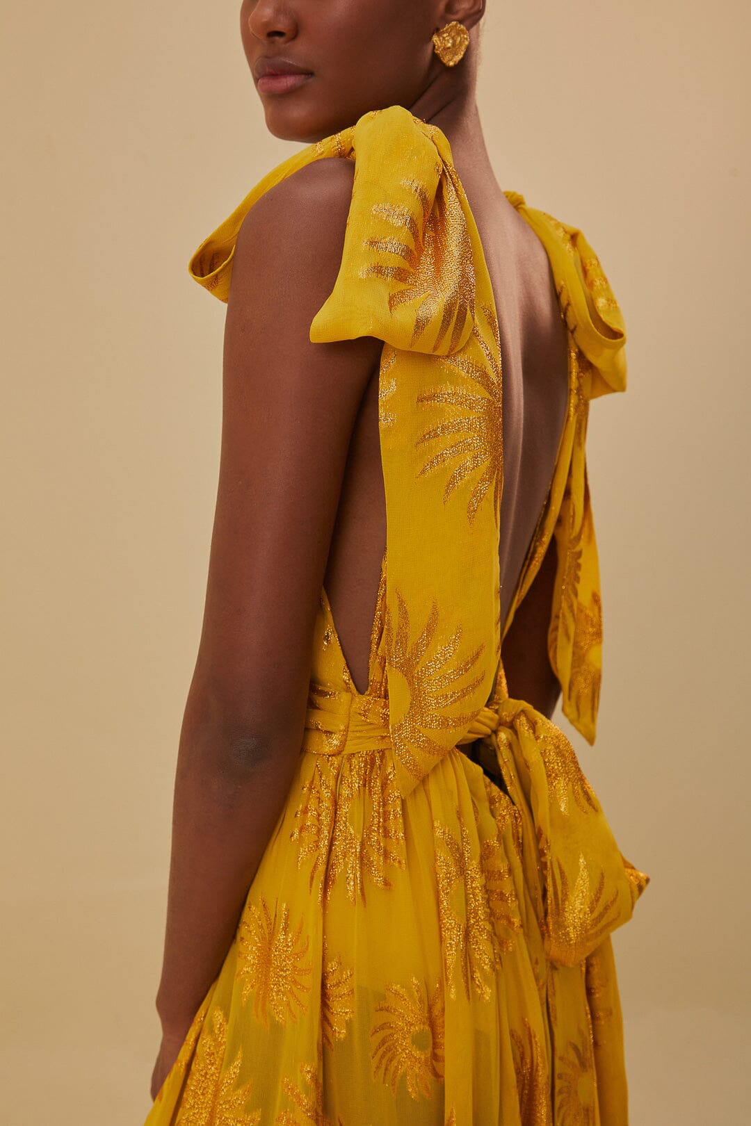 Yellow Gold Sun Jacquard Maxi Dress
