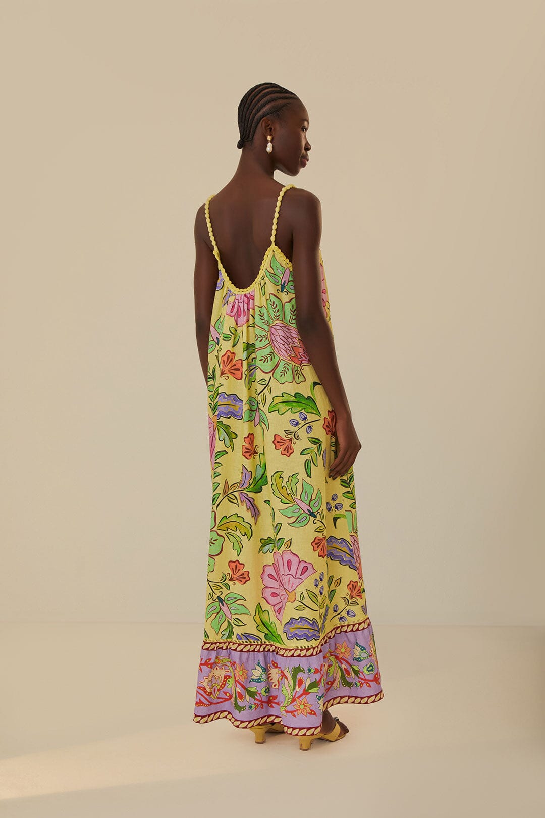 Yellow Floral Insects Maxi Dress