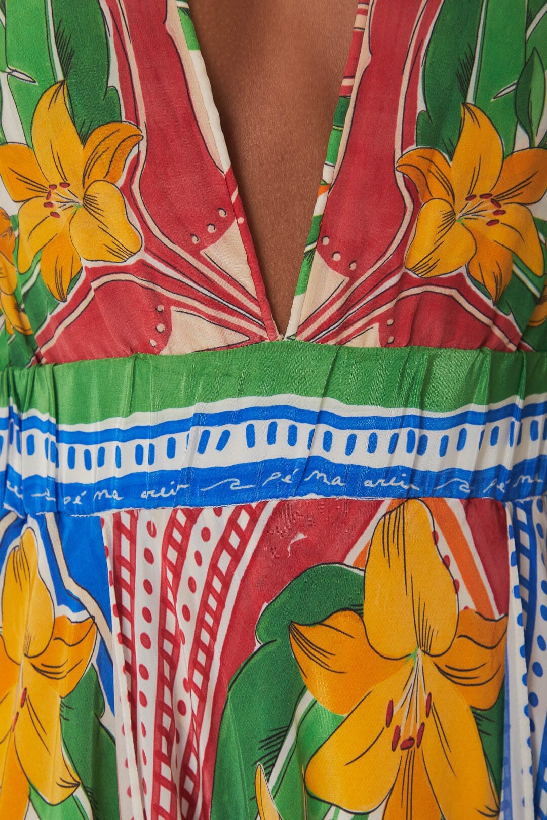 Off-White Tropical Destination Kimono Sleeve Midi Dress