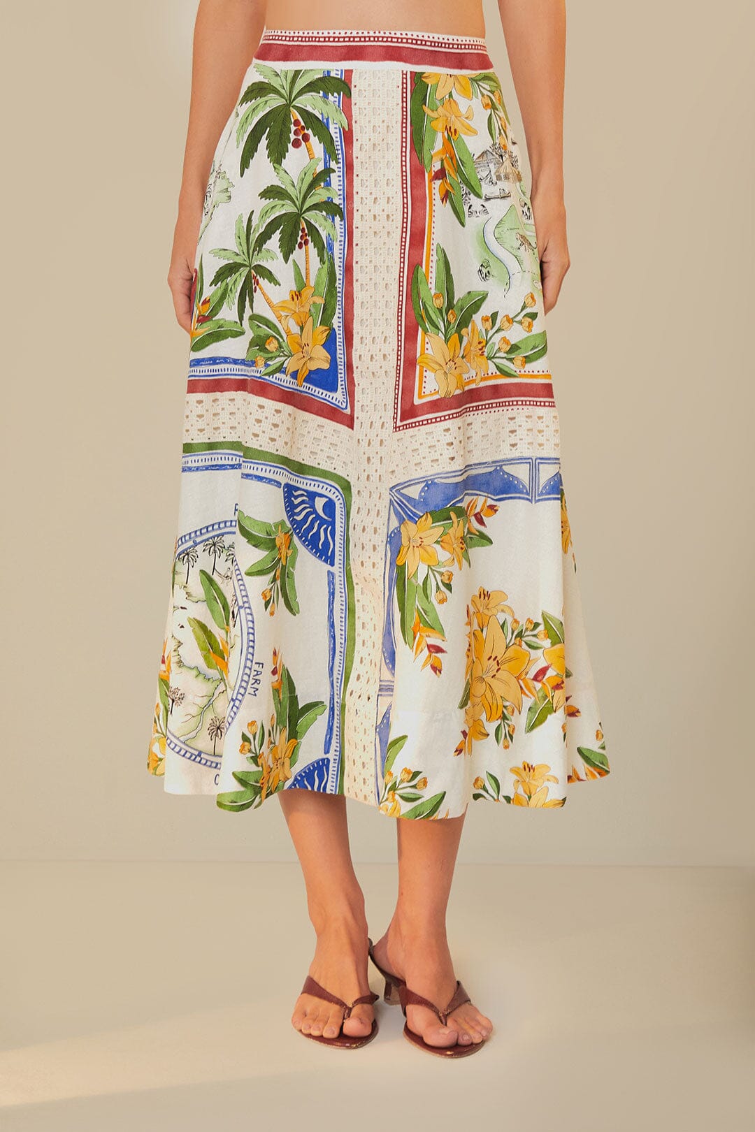 Off-White Tropical Destination LENZING™ ECOVERO™ Euroflax™ Midi Skirt