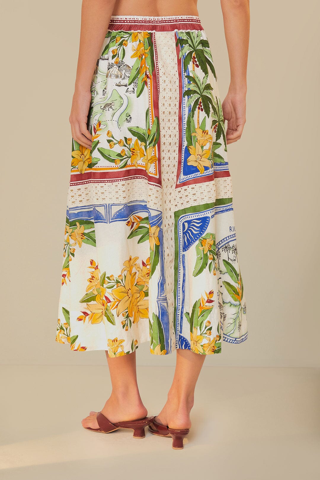 Off-White Tropical Destination LENZING™ ECOVERO™ Euroflax™ Midi Skirt