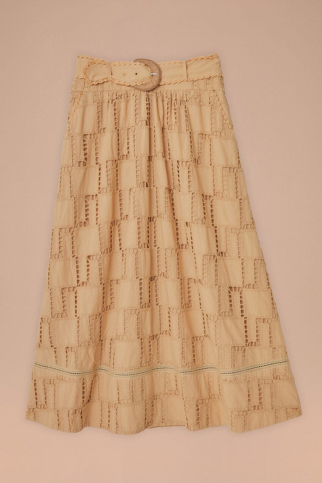 Sand Crochet Midi Skirt