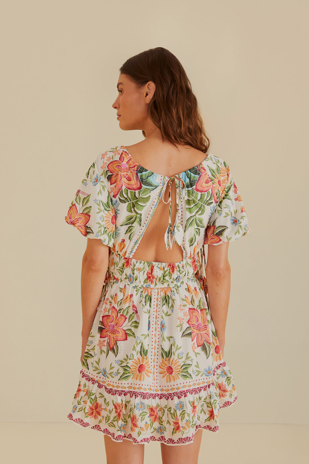 Off-White Bloom Garden Euroflax™Premium Linen Mini Dress