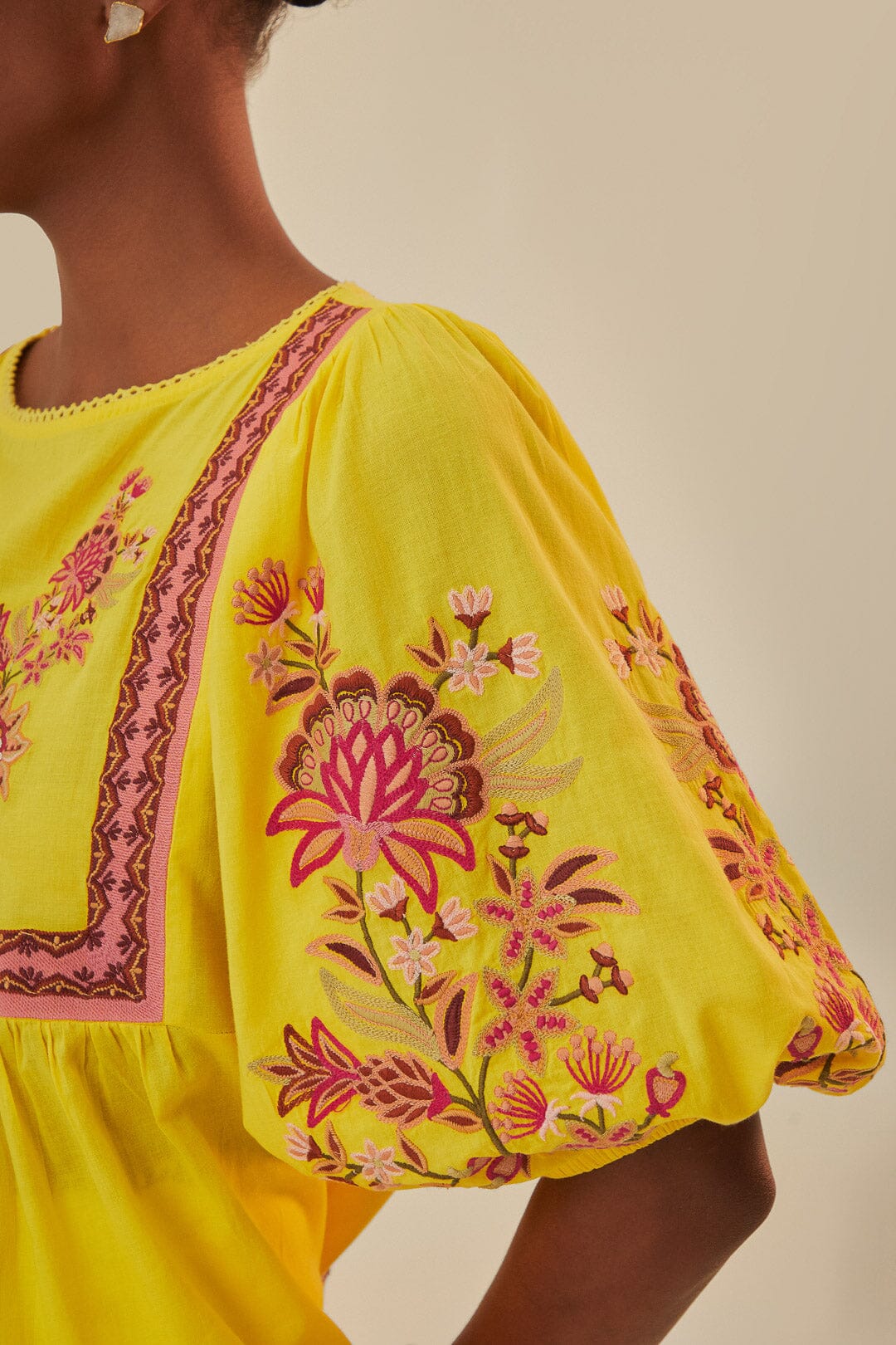 Yellow Garden Tapestry Embroidered Blouse