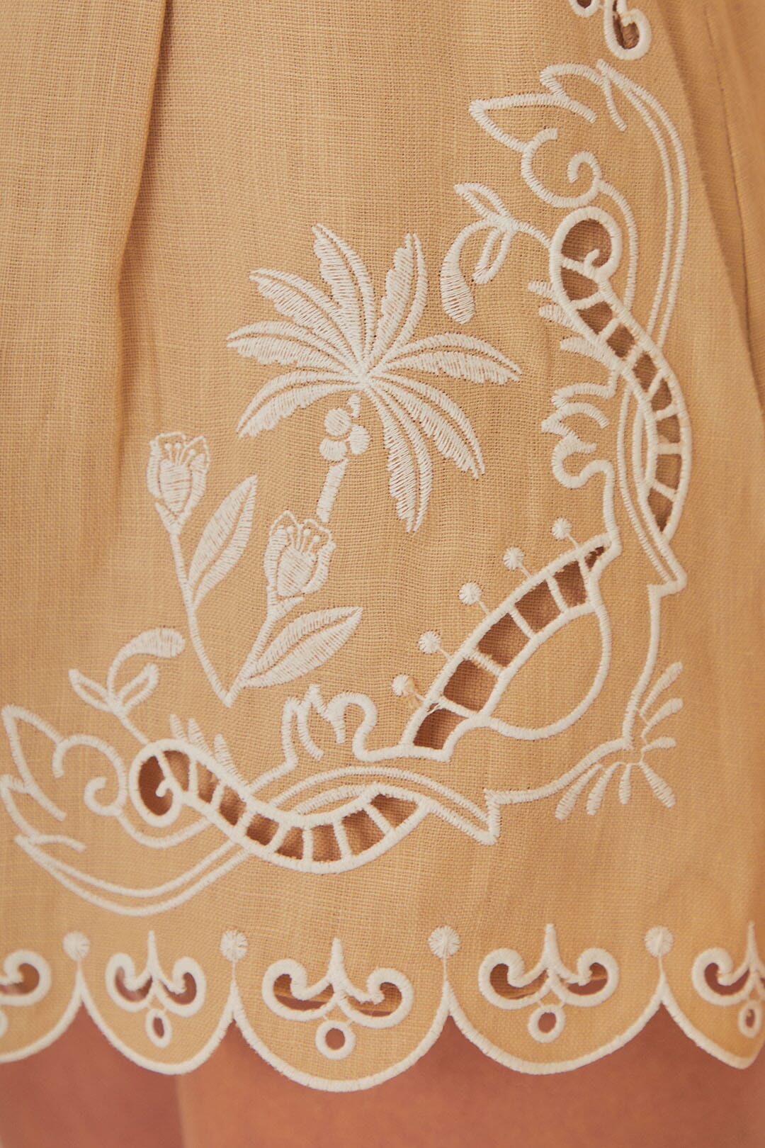 Khaki Embroidered Shorts