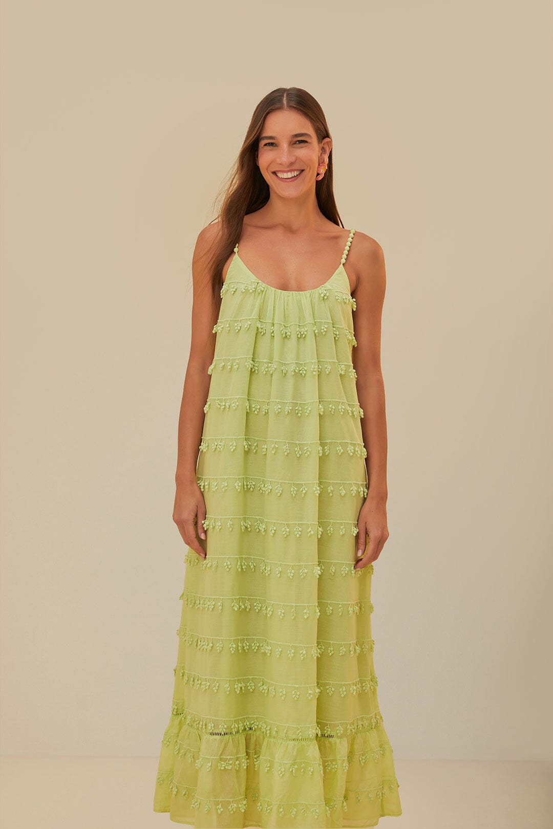 Green Trimmed Maxi Dress