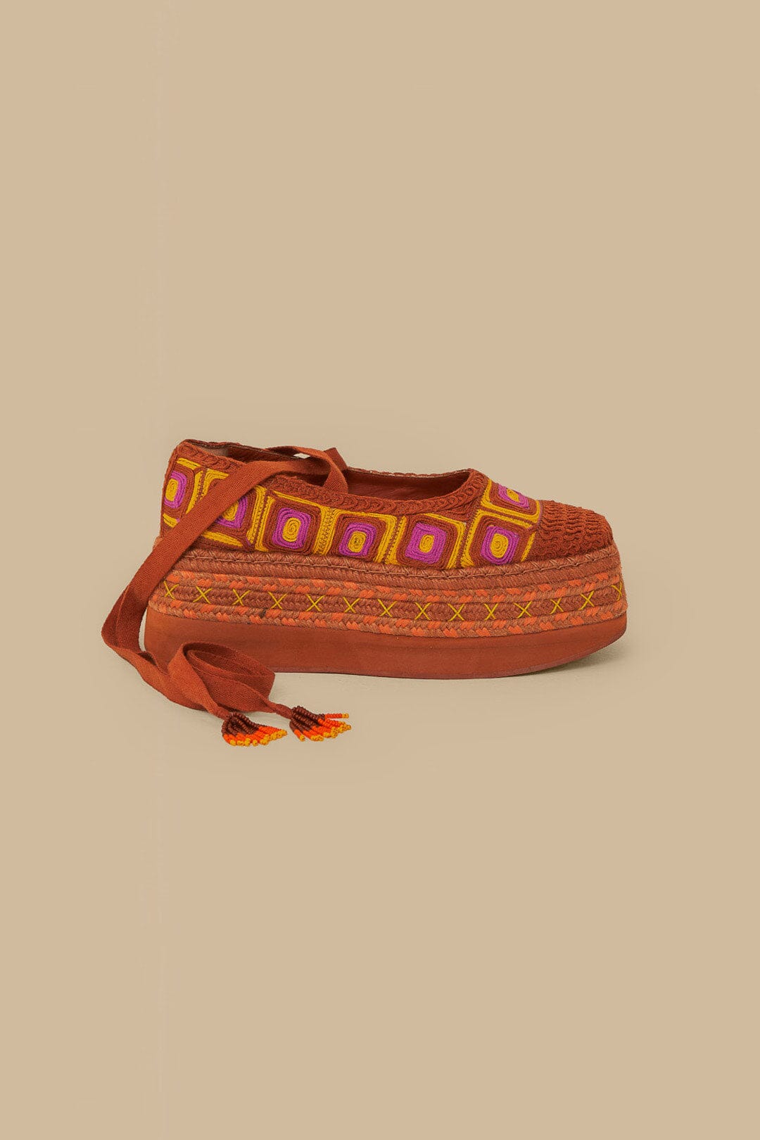 Rust Espadrille Flatform Slipper