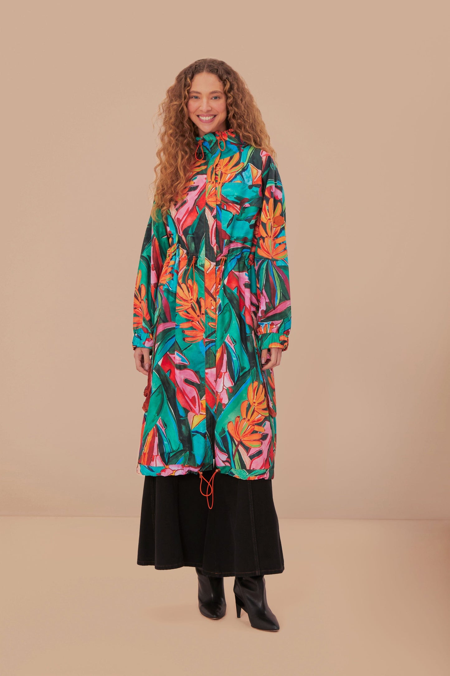 Green Banana Foliage Maxi Raincoat