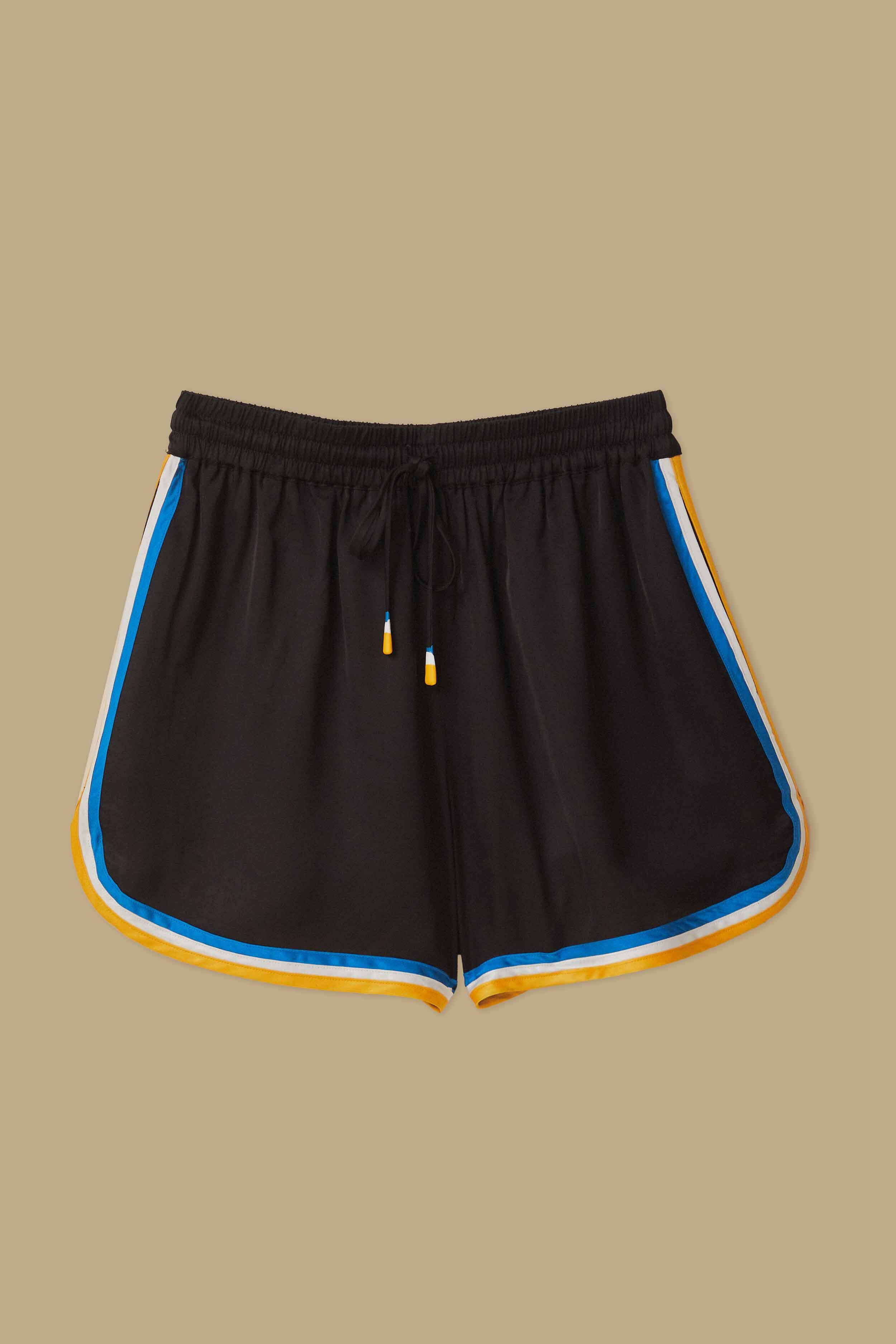 Black shorts with yellow stripe online