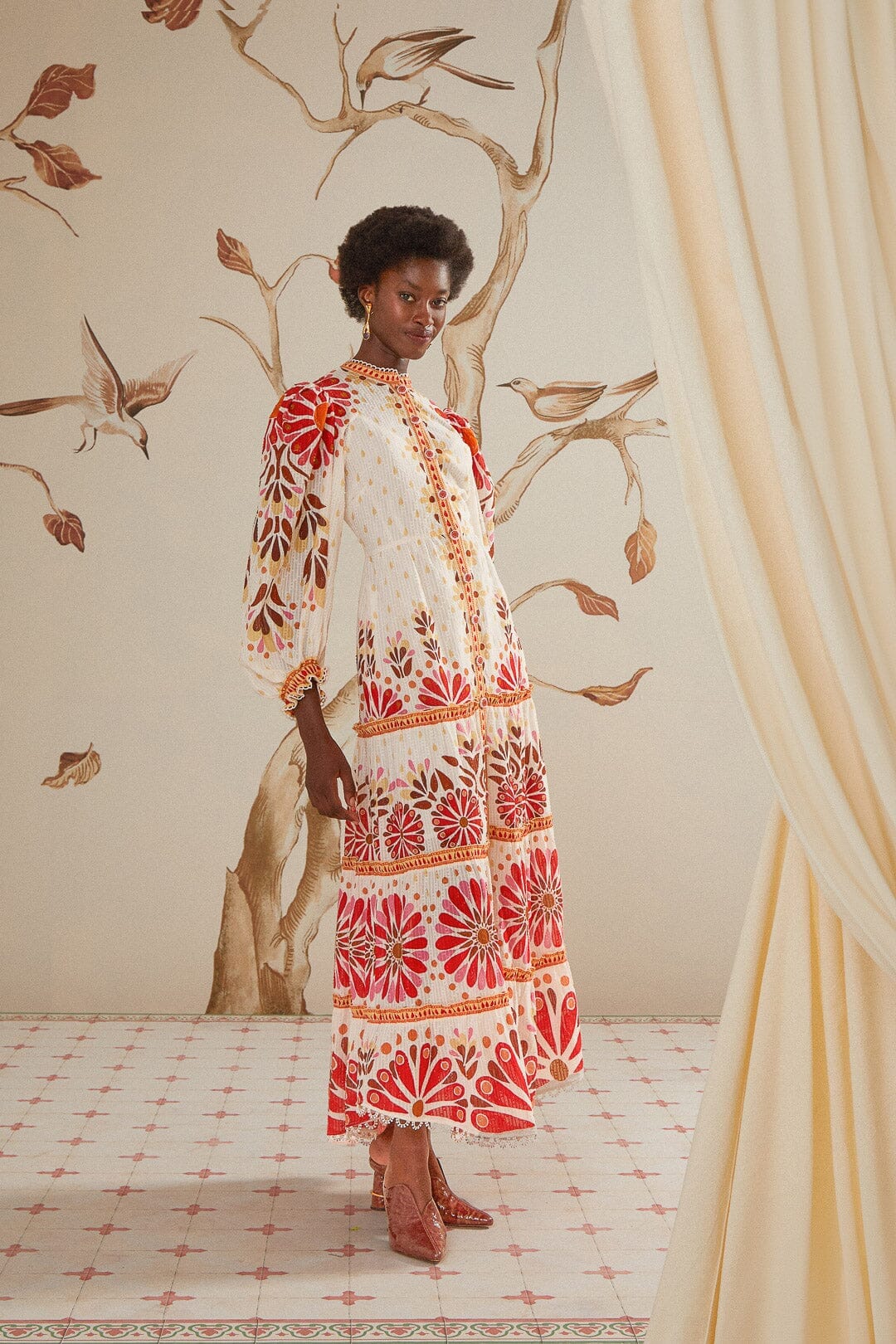 Off White Ainika Flowers Maxi Dress