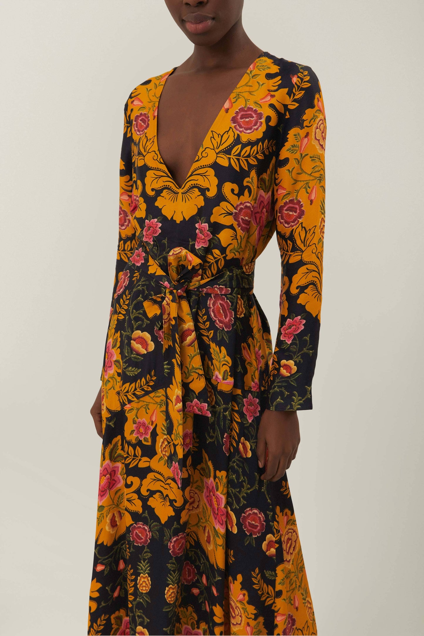 Black Arabesque Floral LENZING™ ECOVERO™ Viscose Maxi Dress