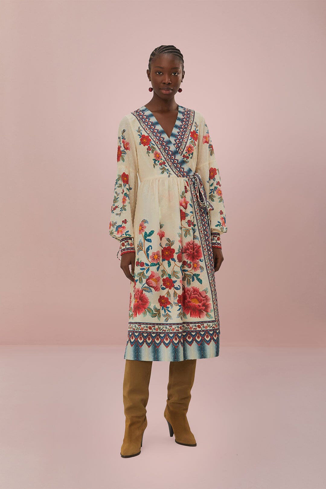 MOSAIC GARDEN SAND MIDI DRESS