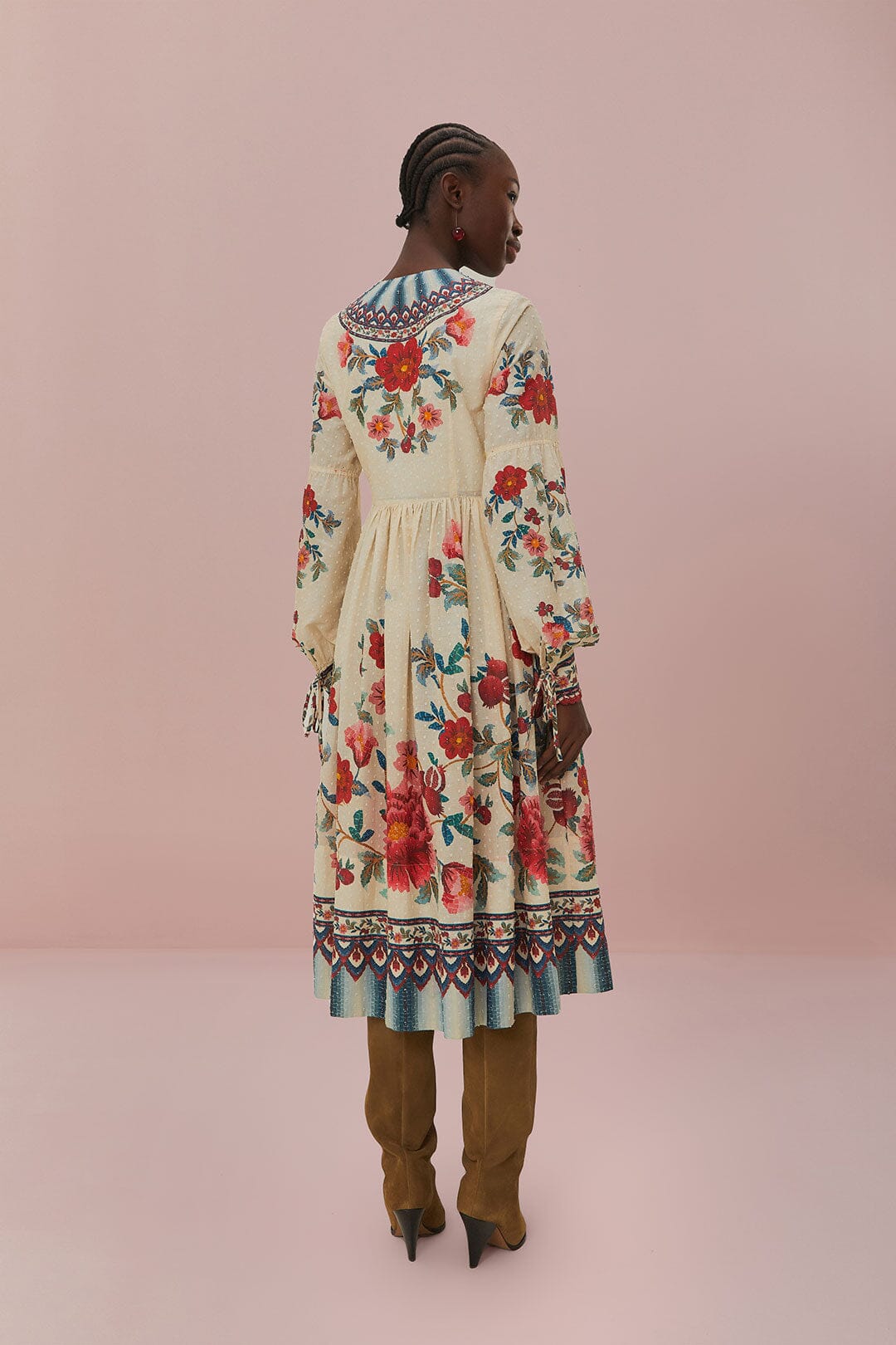 MOSAIC GARDEN SAND MIDI DRESS