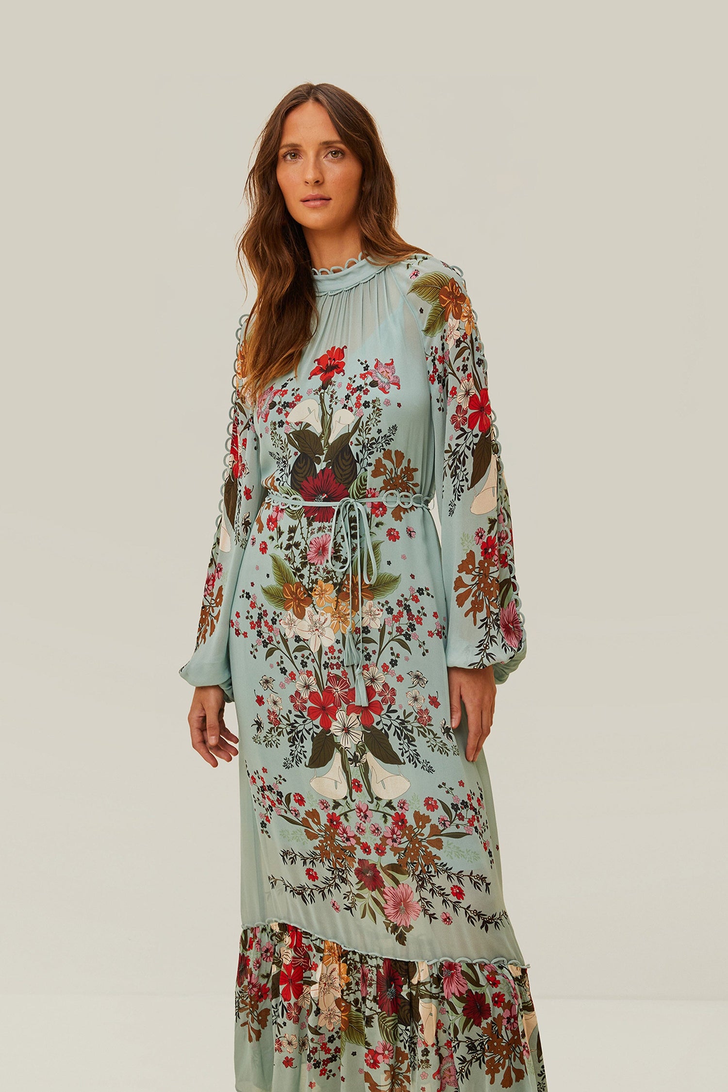 Blue Beauty Bouquet Long Sleeve Maxi Dress – FARM Rio