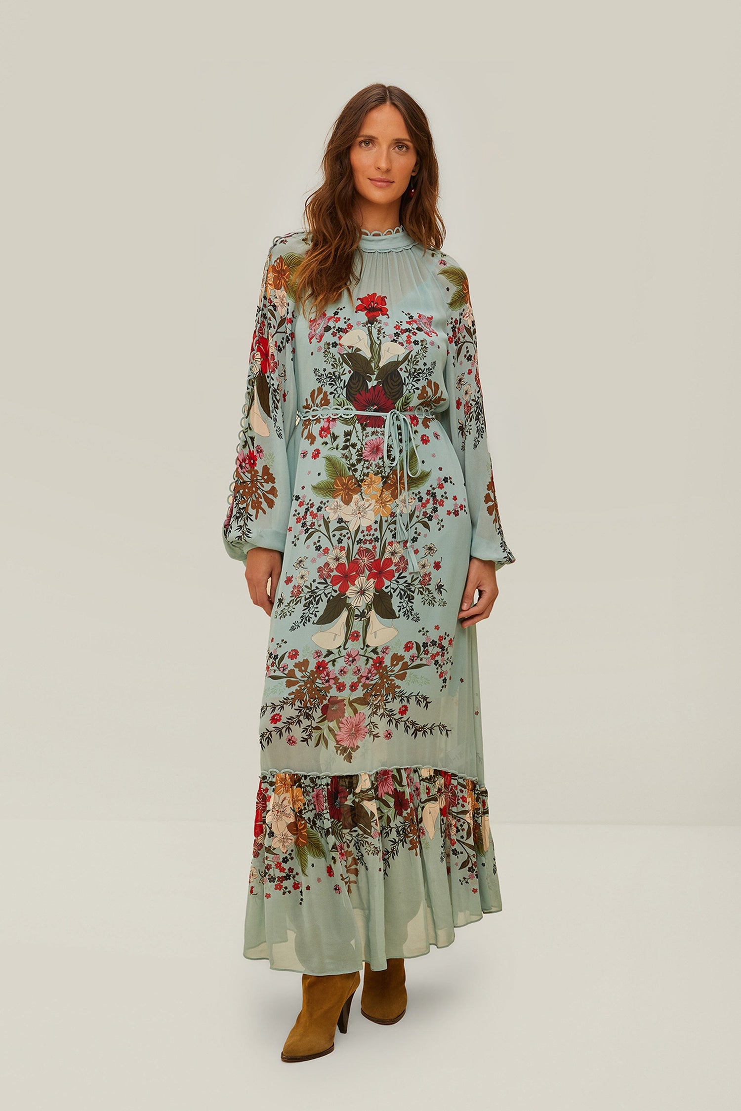 blue beauty bouquet long sleeve maxi dress Farm Rio Women's Long Sleeve Maxi Dress Beauty Bouquet Blue - Bed Bath & Beyond