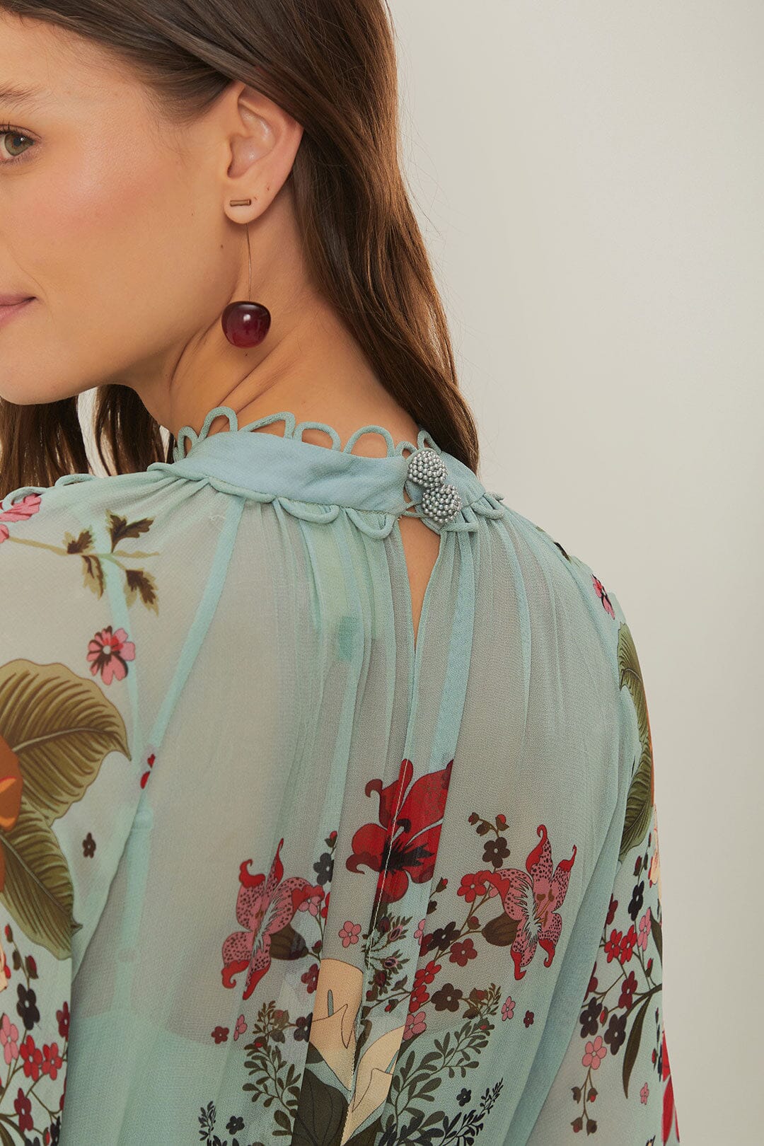 BEAUTY BOUQUET BLUE LONG SLEEVE MAXI DRESS