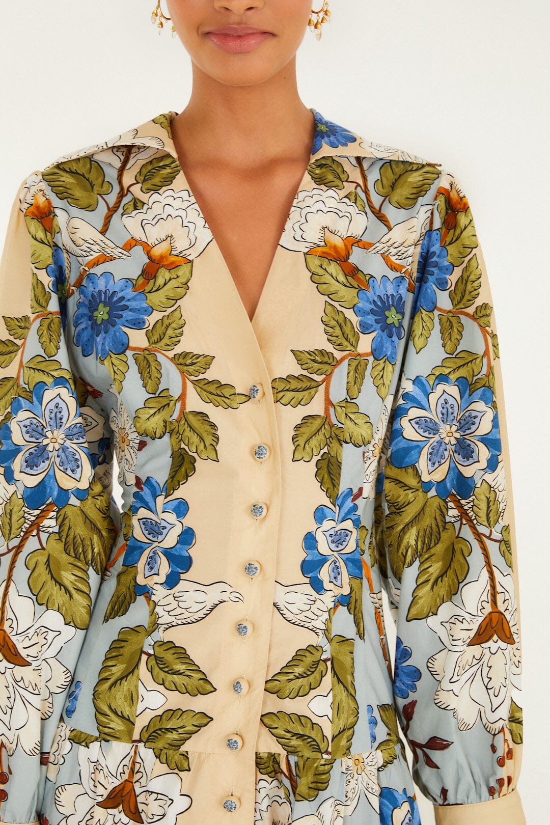 Sand Garden Scarf Long Sleeve Organic Cotton Midi Dress