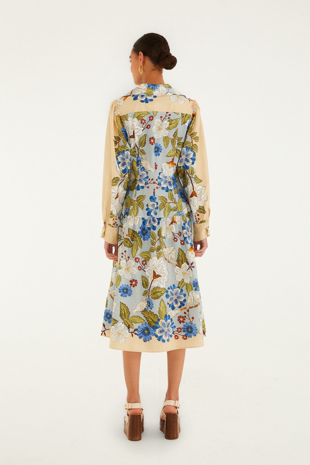 Sand Garden Scarf Long Sleeve Organic Cotton Midi Dress