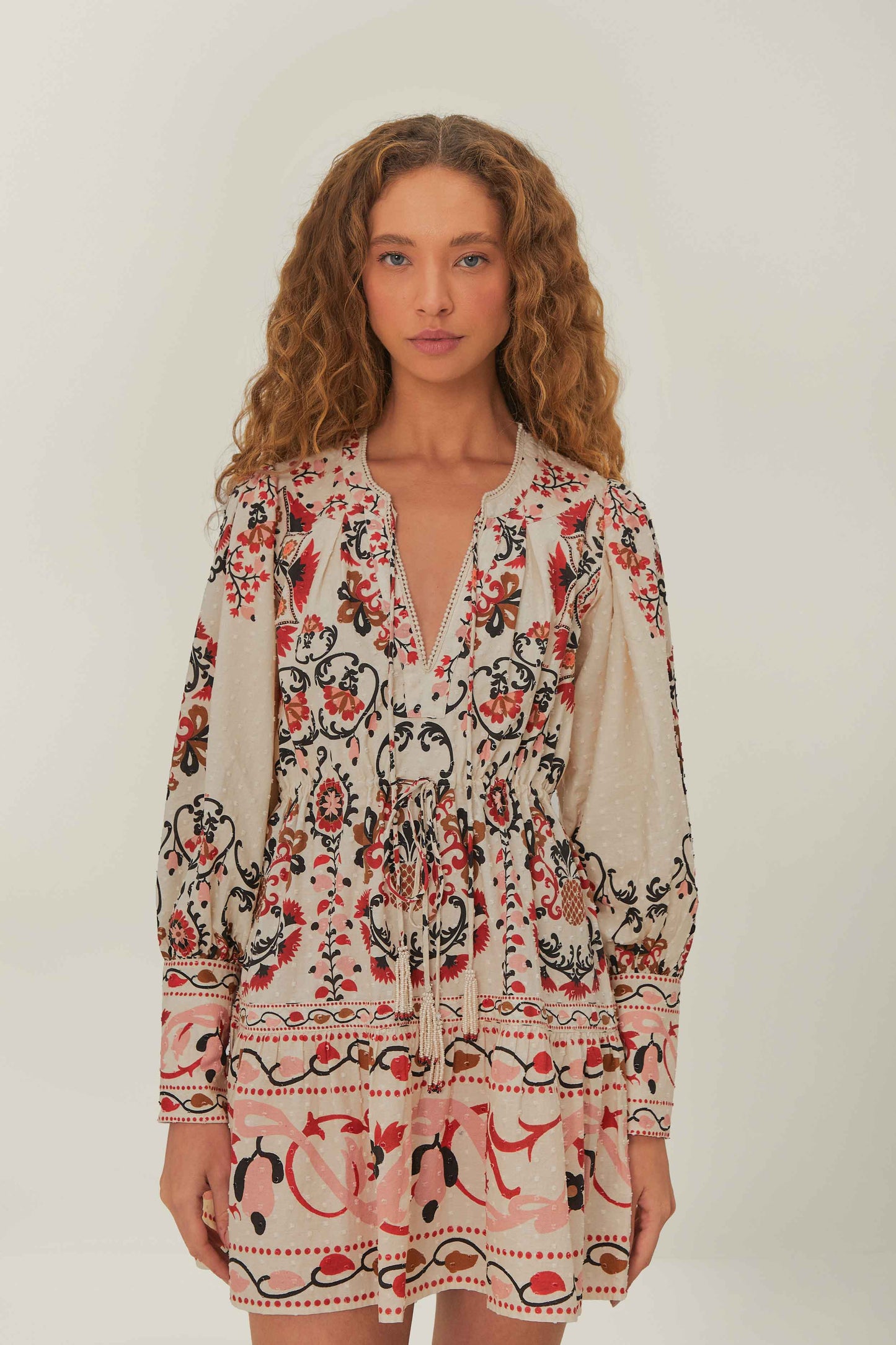 CASHEW MANDALA CREAM MINI DRESS