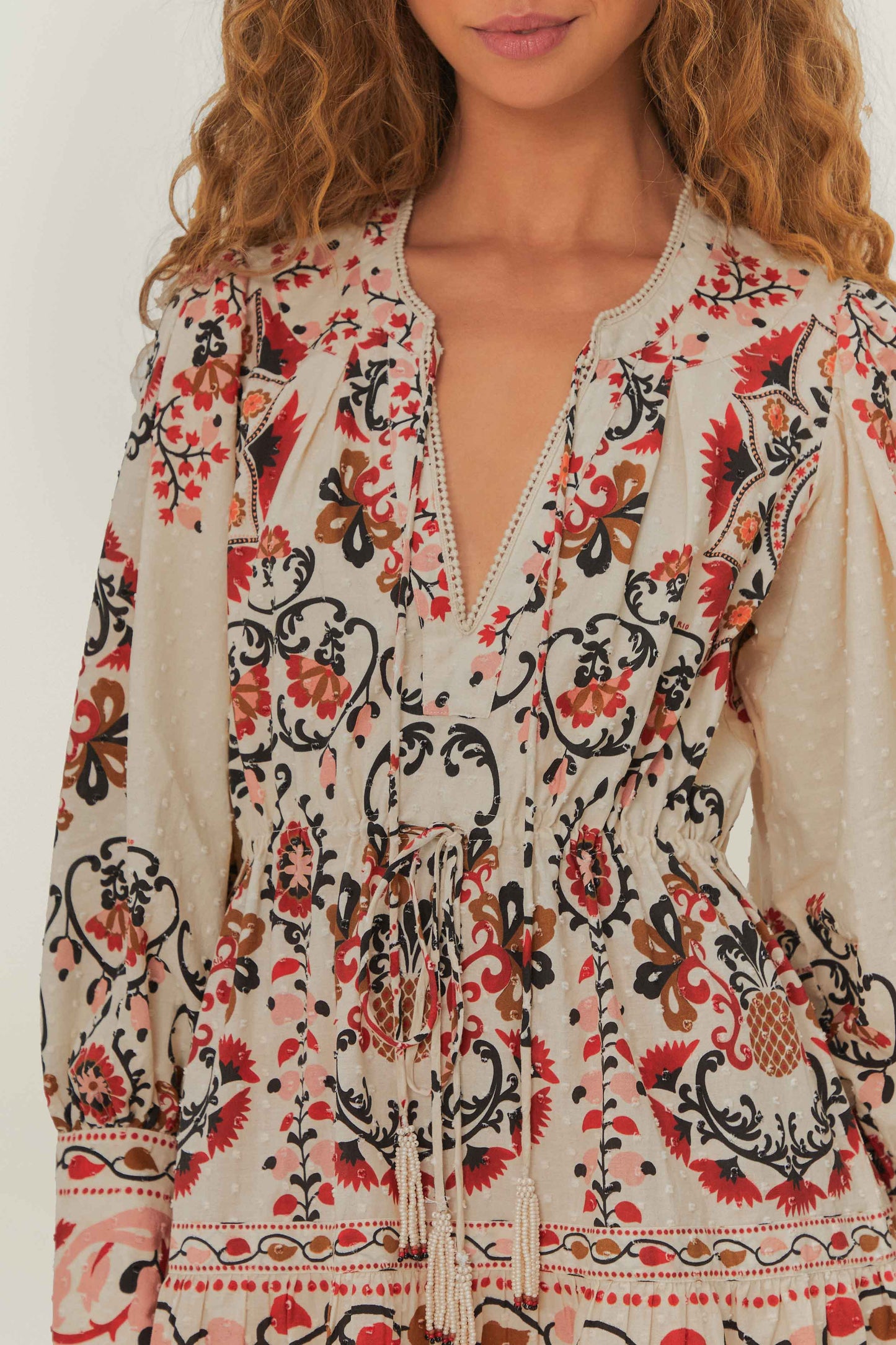 CASHEW MANDALA CREAM MINI DRESS