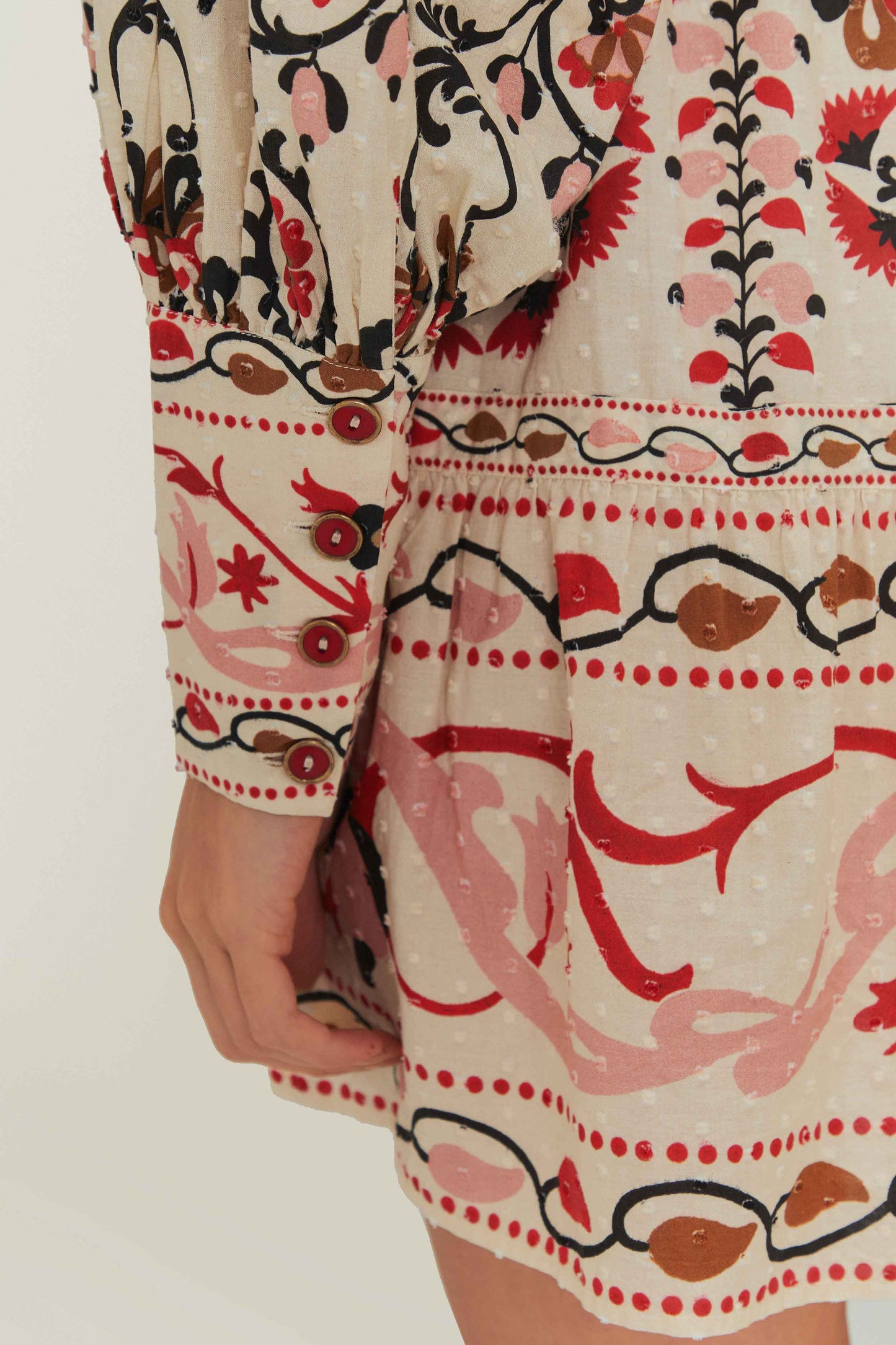 CASHEW MANDALA CREAM MINI DRESS