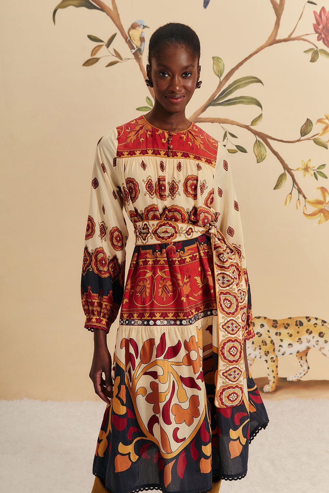 AINIKA TILES CREAM MIDI DRESS