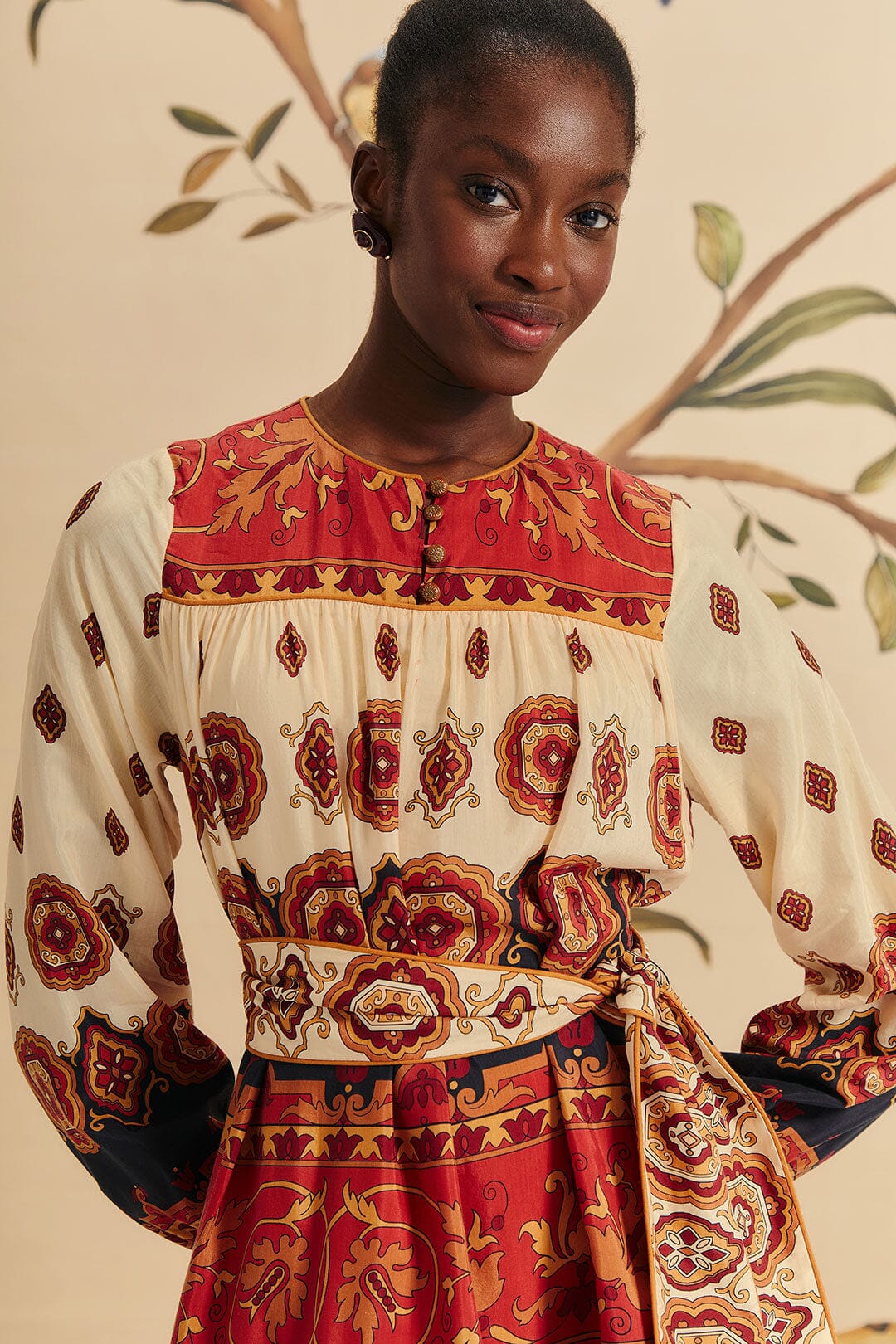 AINIKA TILES CREAM MIDI DRESS