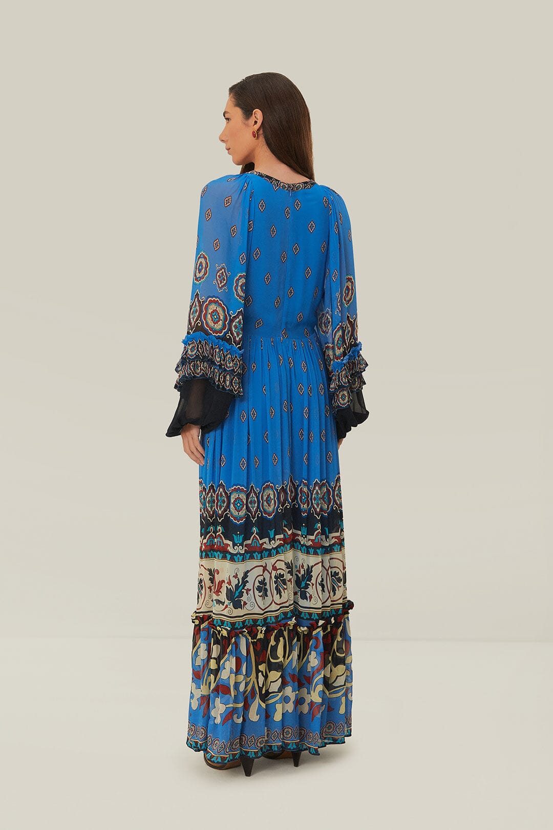 Blue Ainika Tiles Maxi Dress